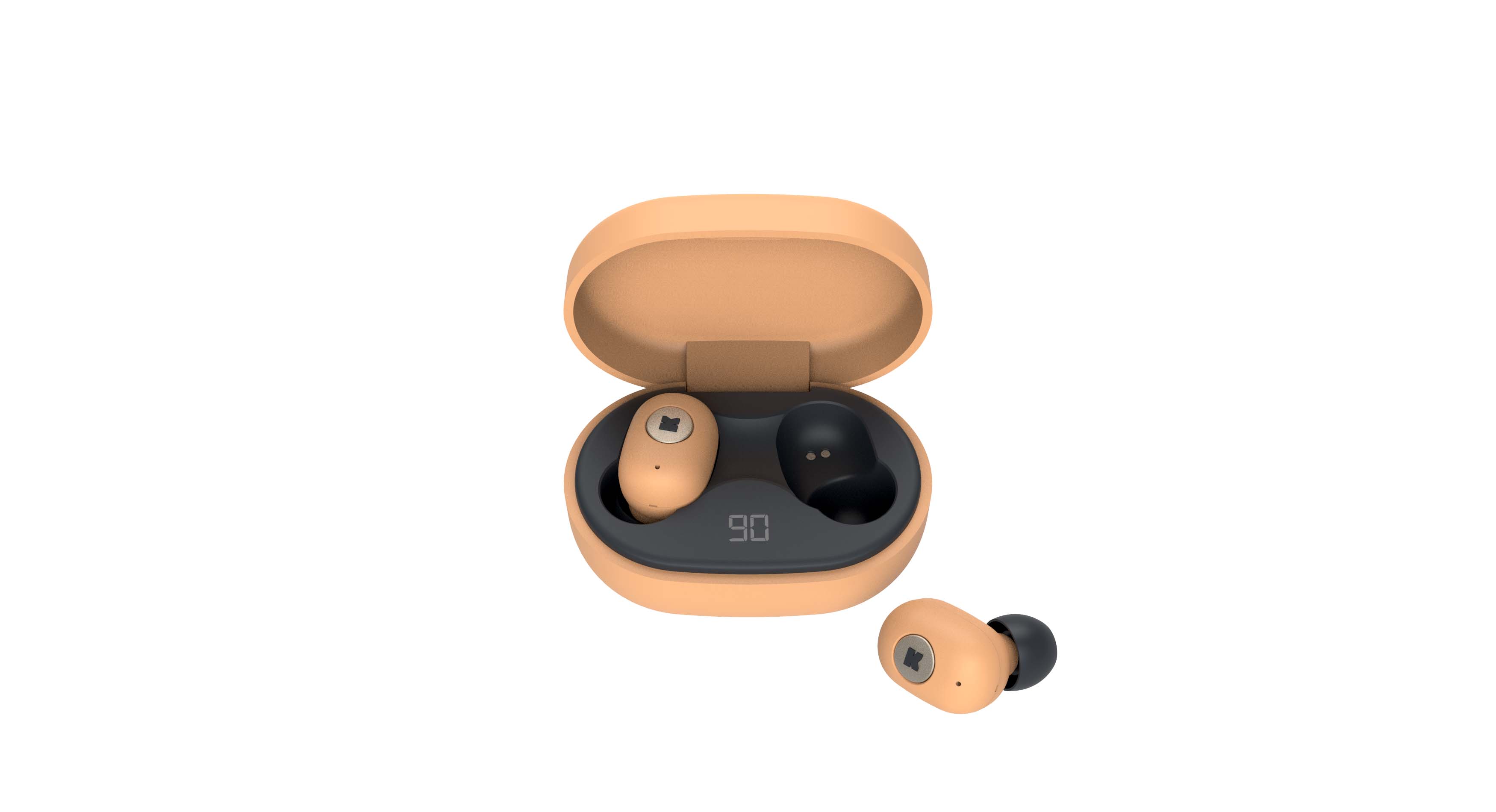 Écouteurs bluetooth TWS orange (photo) Écouteurs bluetooth TWS orange