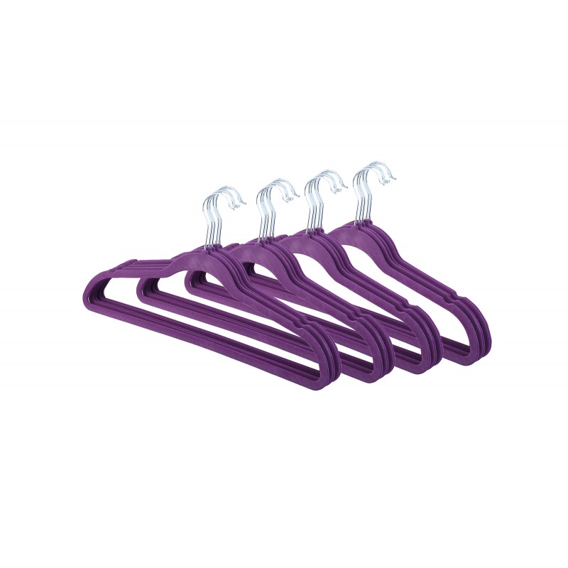 20 cintres violet velours anti-dérapant (photo) 20 cintres violet velours anti-dérapant
