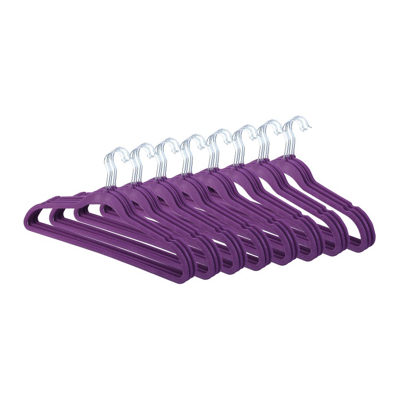40 cintres violet velours anti-dérapant (photo) 40 cintres violet velours anti-dérapant