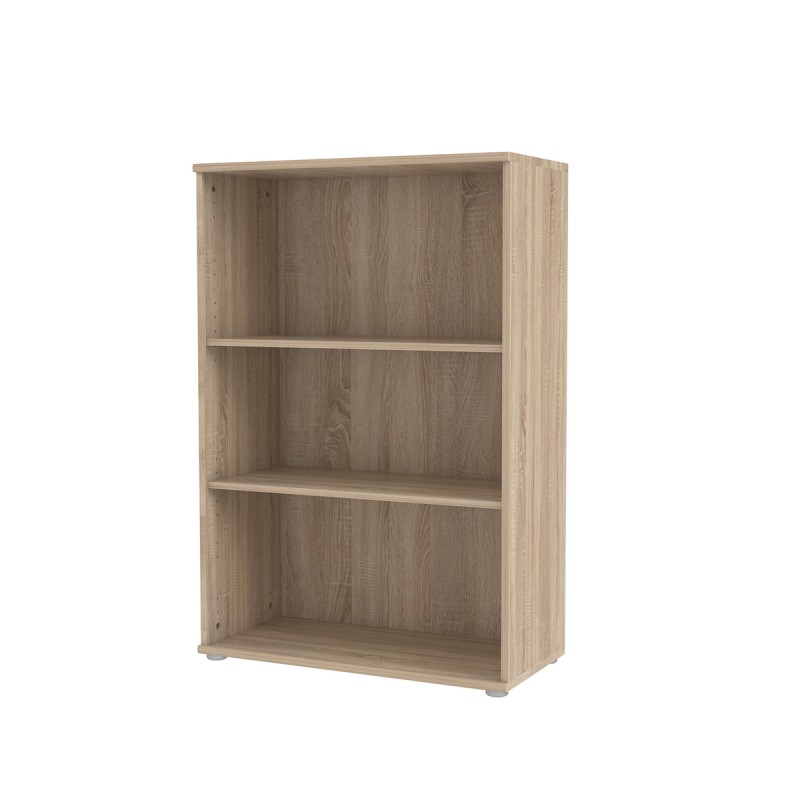 Bibliothèque 2 tablettes 3 niches décor chêne Bibliothèque 2 tablettes 3 niches décor chêne