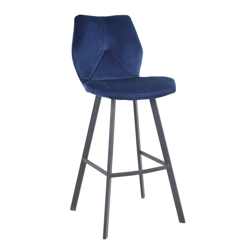 Lot 2 tabourets de bar velours bleu marine (photo) Lot 2 tabourets de bar velours bleu marine