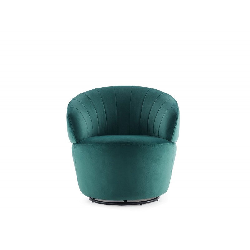 Fauteuil en tissu velours vert pivotant Fauteuil en tissu velours vert pivotant