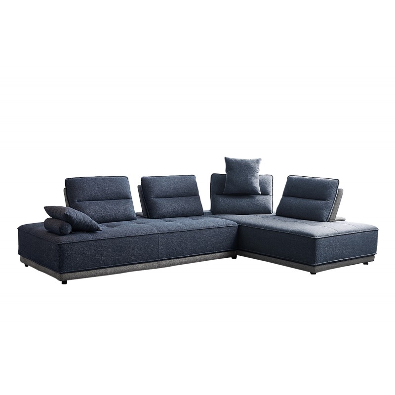 Canapé d'angle 3 places Bleu Tissu Contemporain Confort