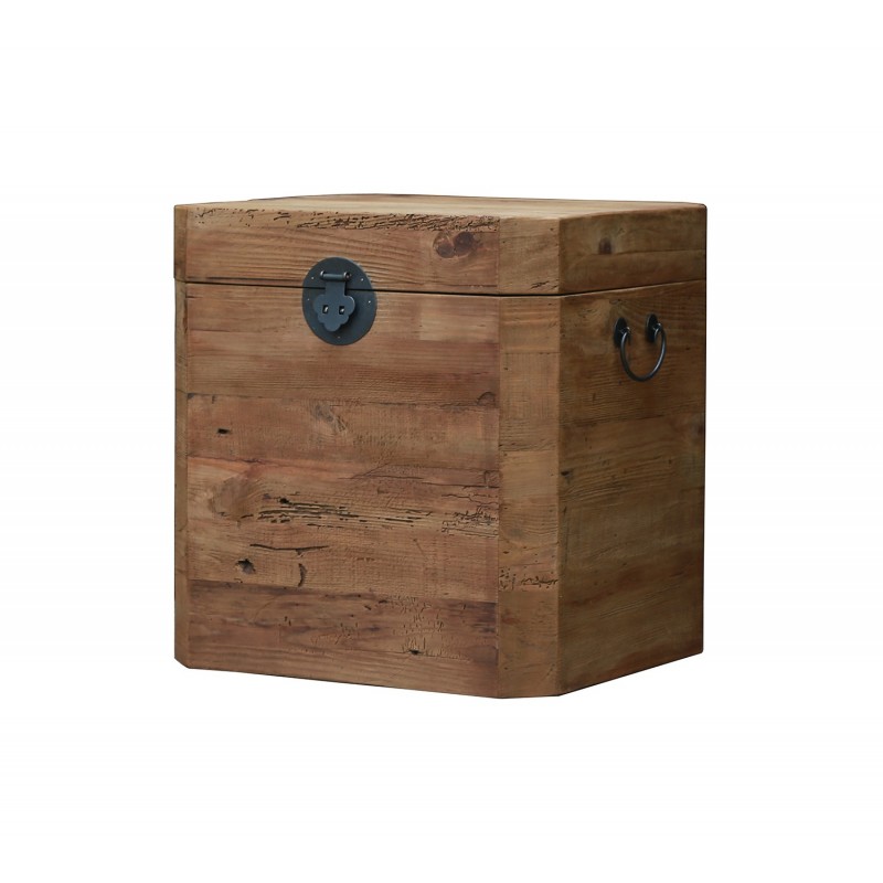 Coffre cube en pin recyclé (photo) Coffre cube en pin recyclé