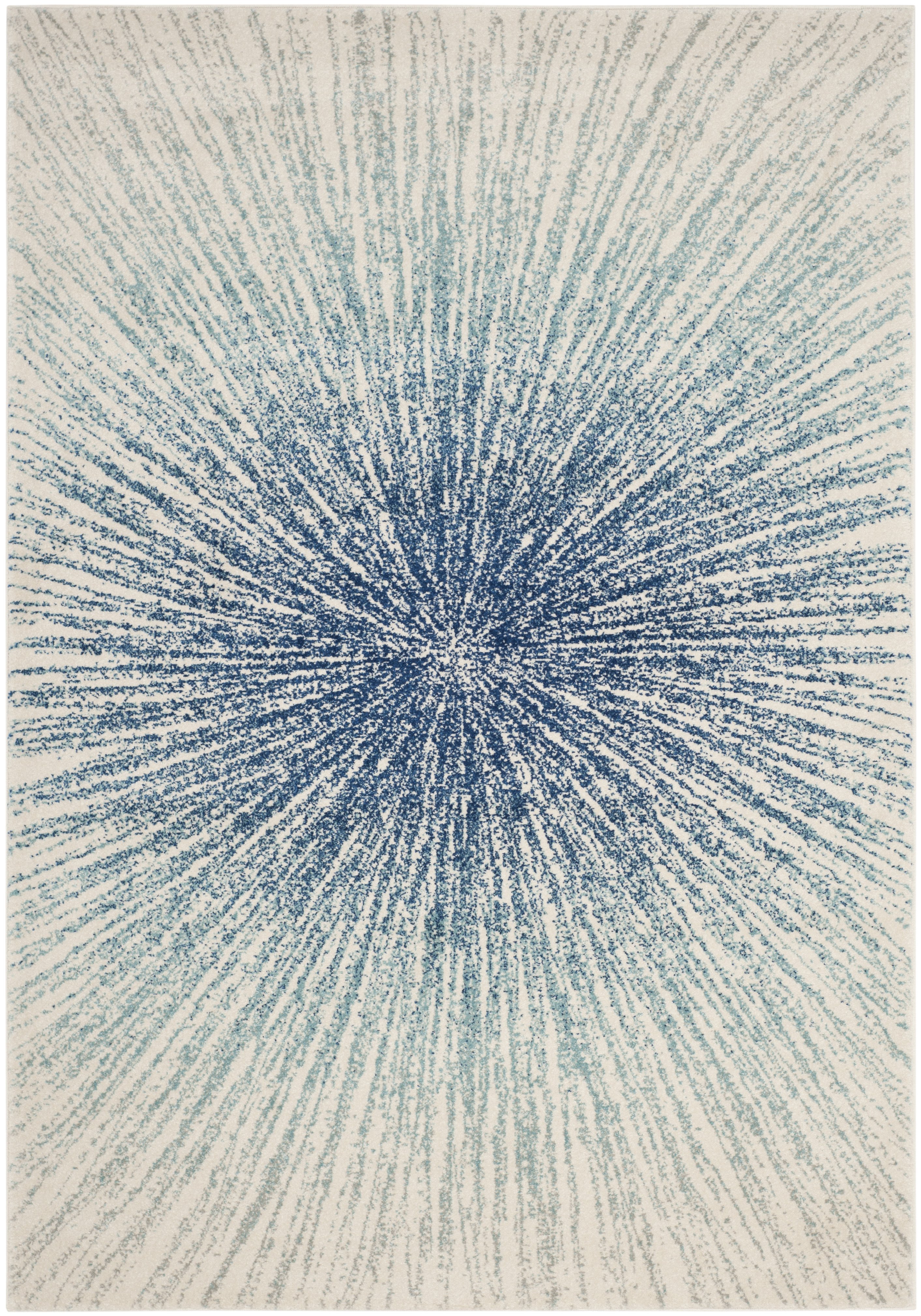 Tapis de salon interieur en bleu roi & ivoire, 201 x 274 cm Tapis de salon interieur en bleu roi & ivoire, 201 x 274 cm
