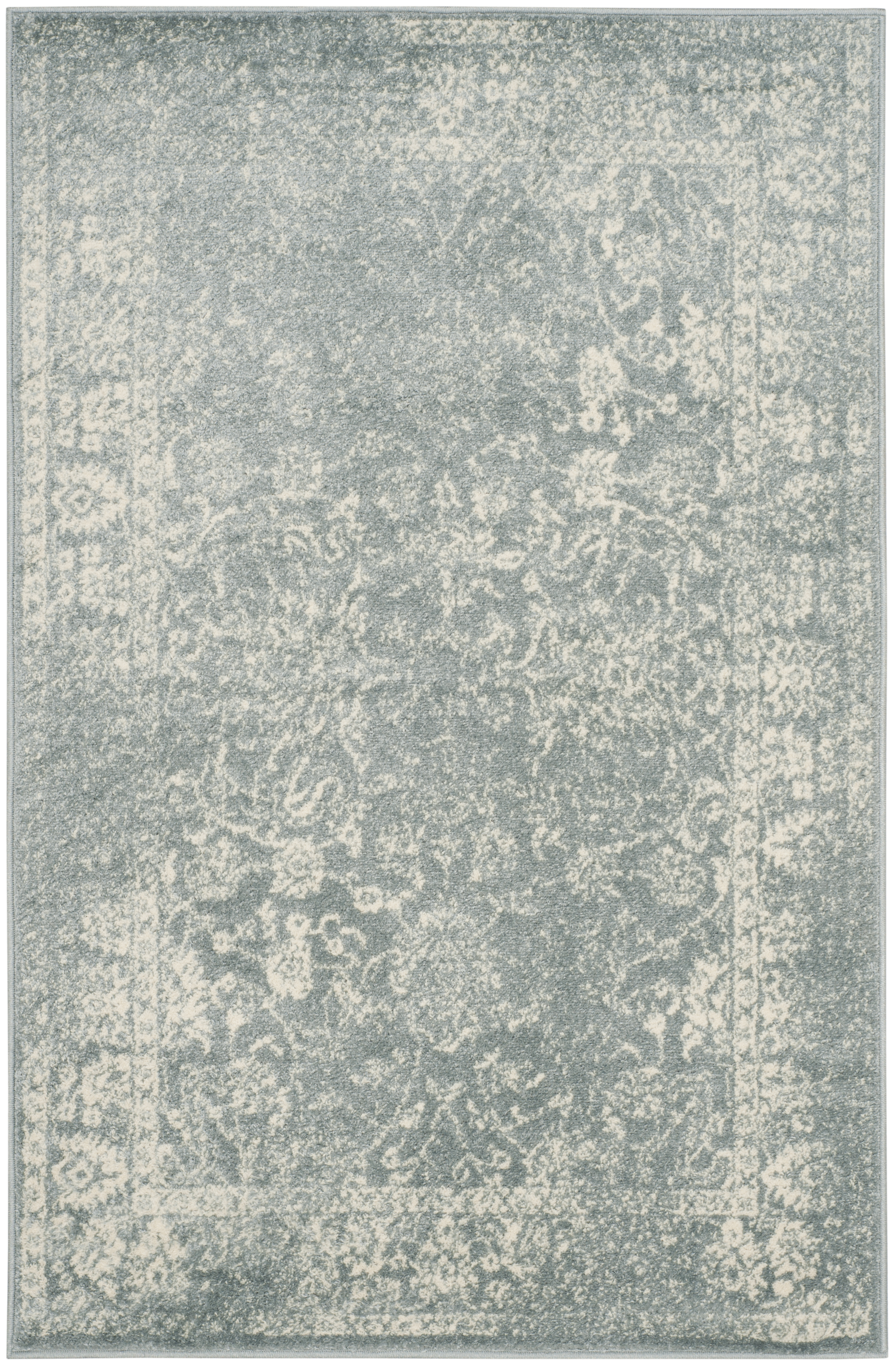 Tapis de salon interieur en gris ardoise & ivoire, 122 x 183 cm
