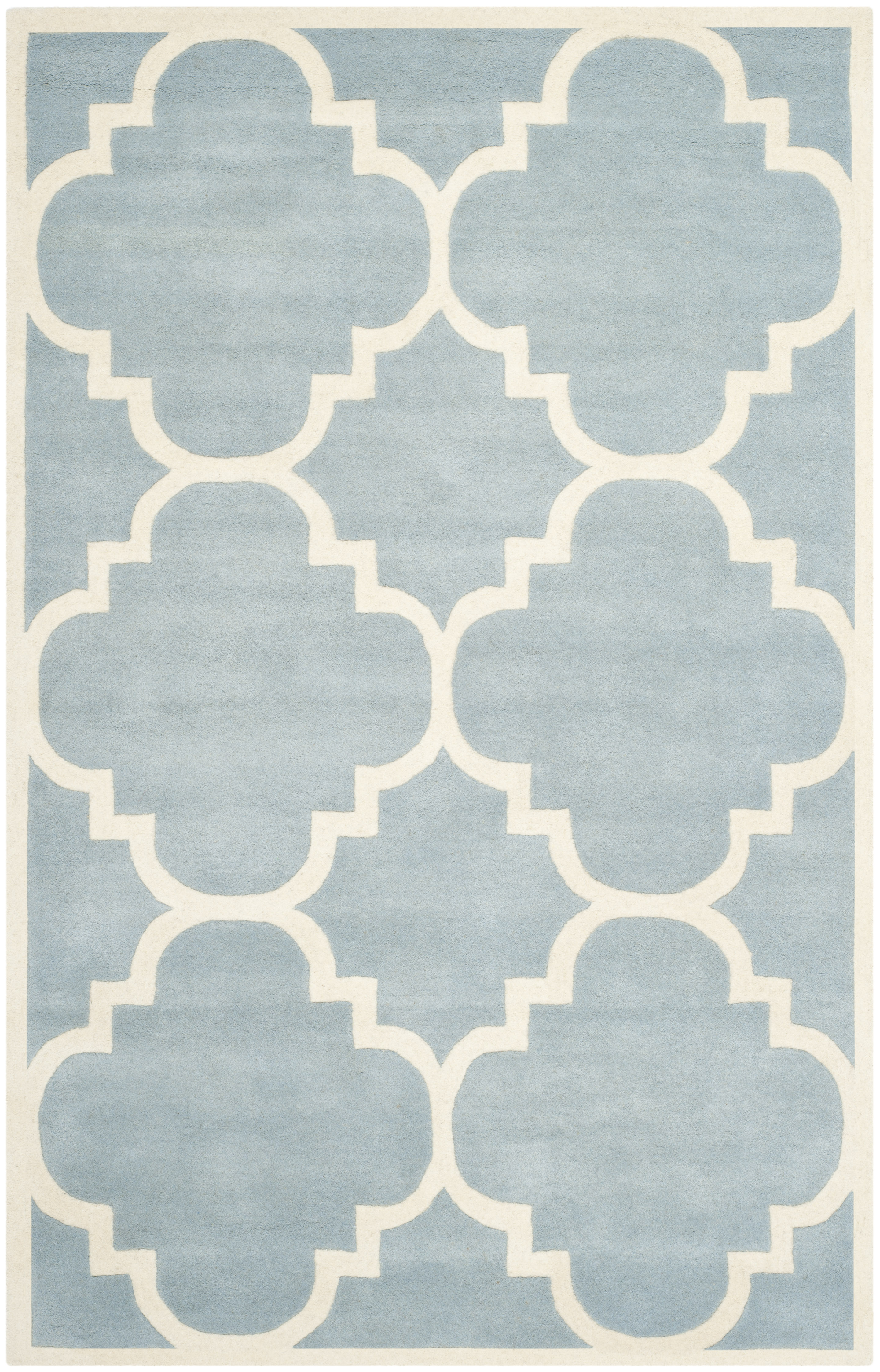 Tapis de salon interieur en bleu & ivoire, 152 x 244 cm