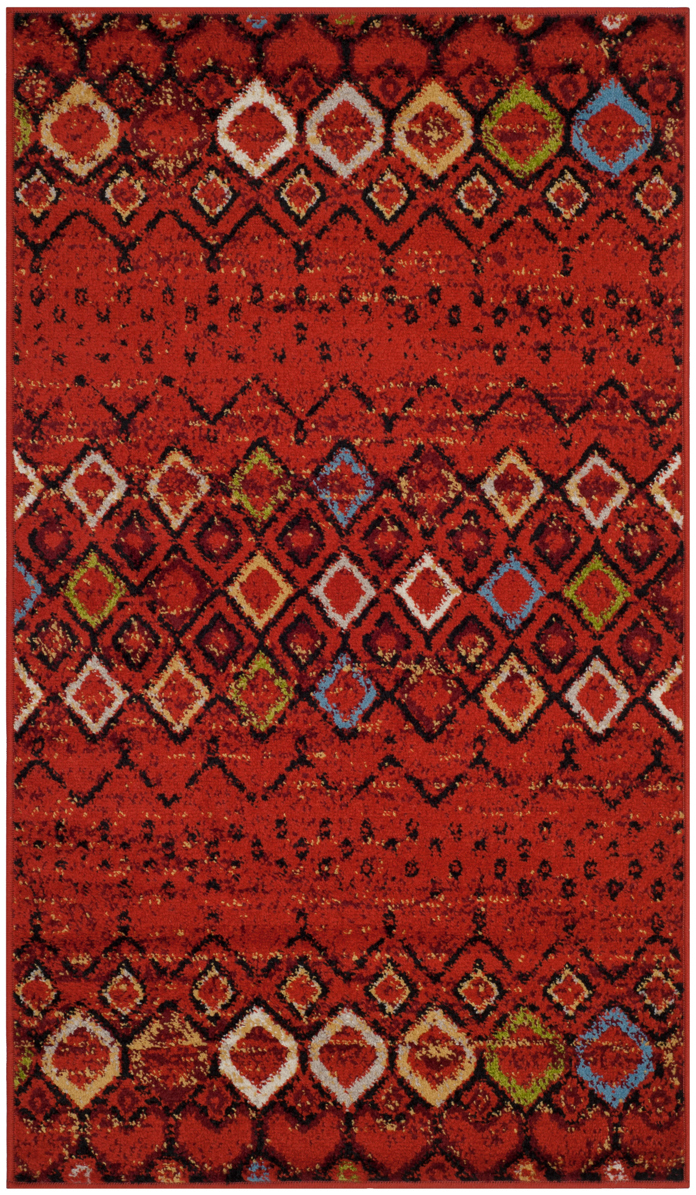 Tapis de salon contemporain terracotta et multicolore 90x150 Tapis de salon contemporain terracotta et multicolore 90x150