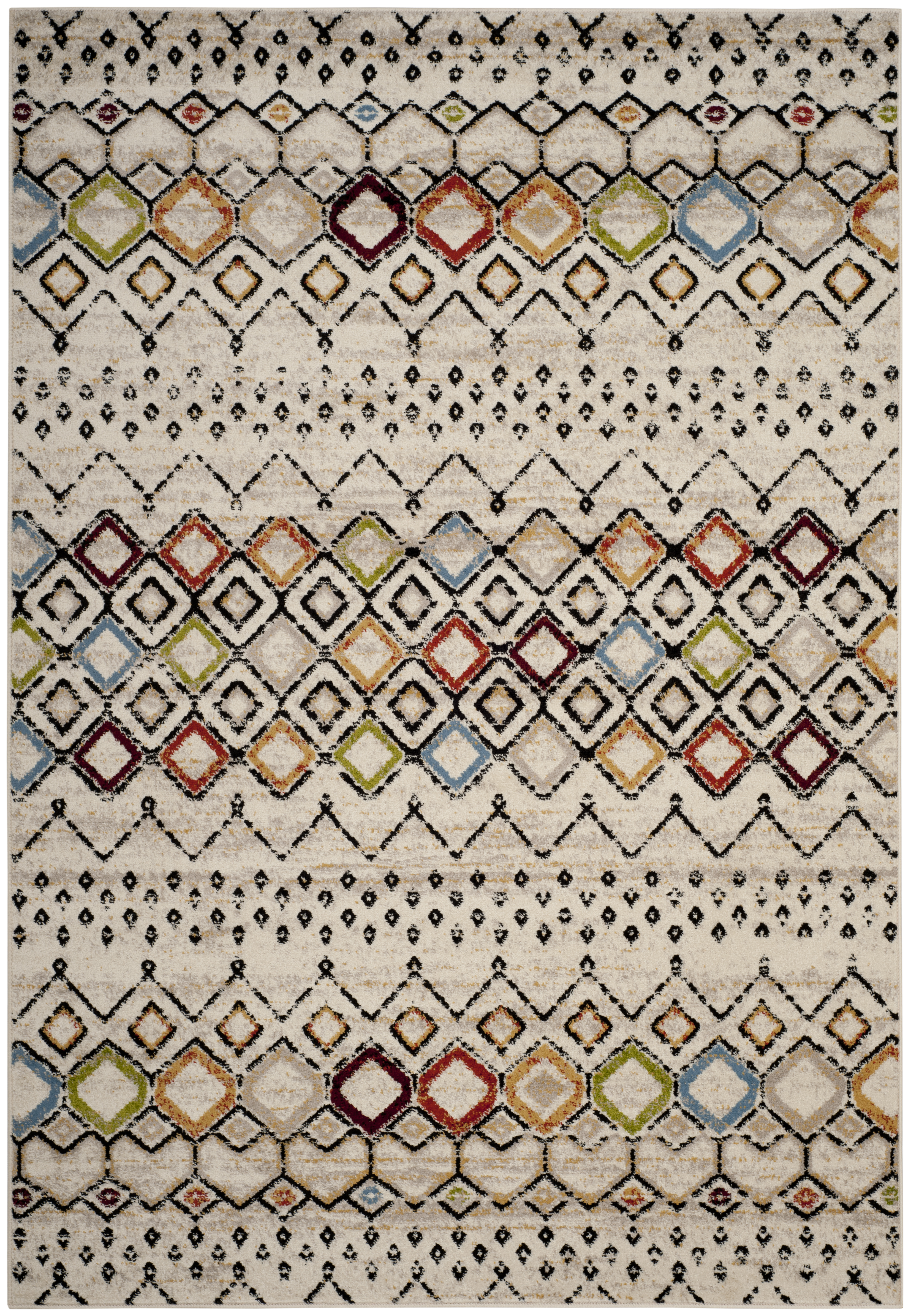 Tapis de salon contemporain ivoire et multicolore 200x279 Tapis de salon contemporain ivoire et multicolore 200x279