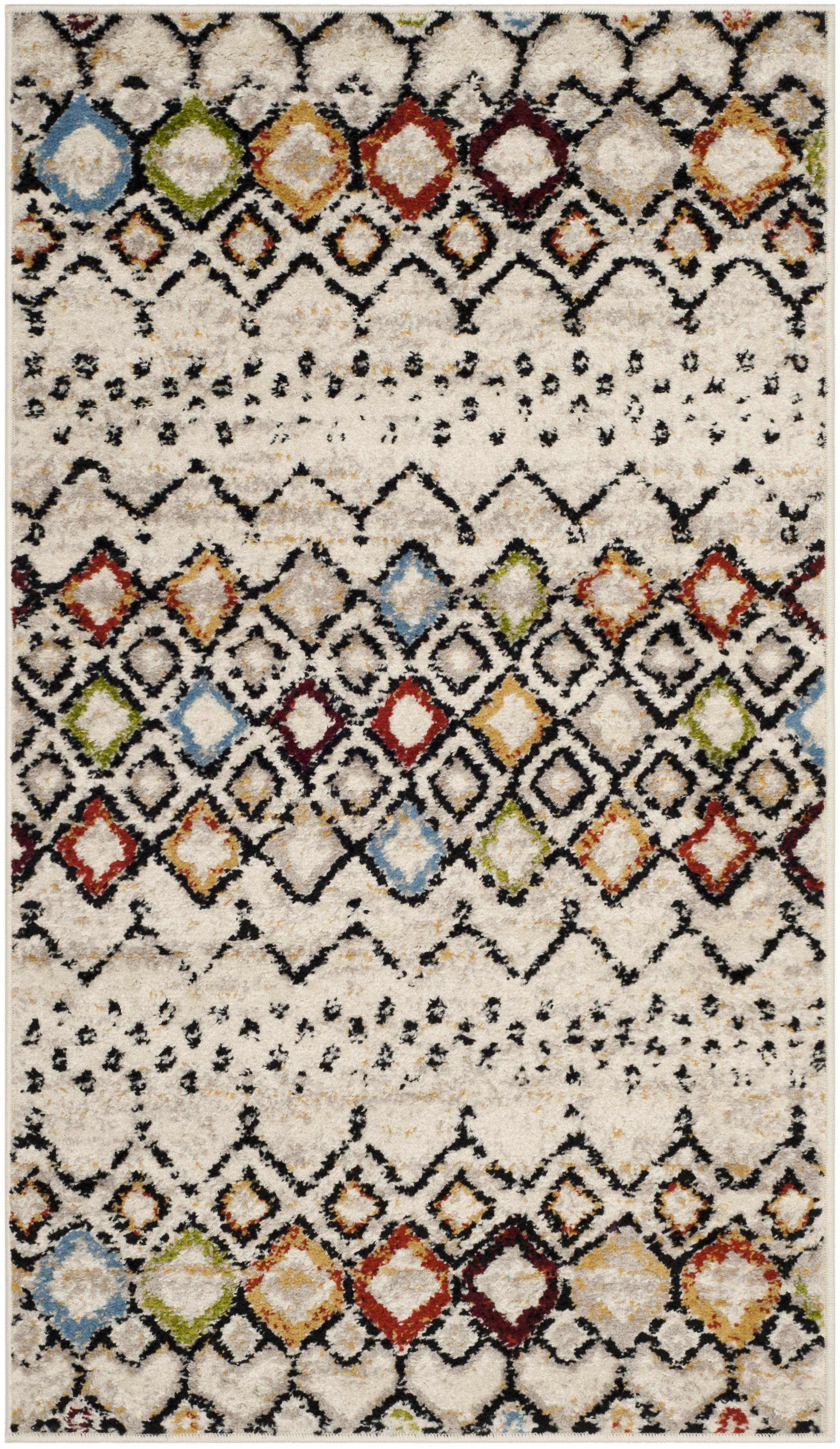 Tapis de salon contemporain ivoire et multicolore 90x150 Tapis de salon contemporain ivoire et multicolore 90x150