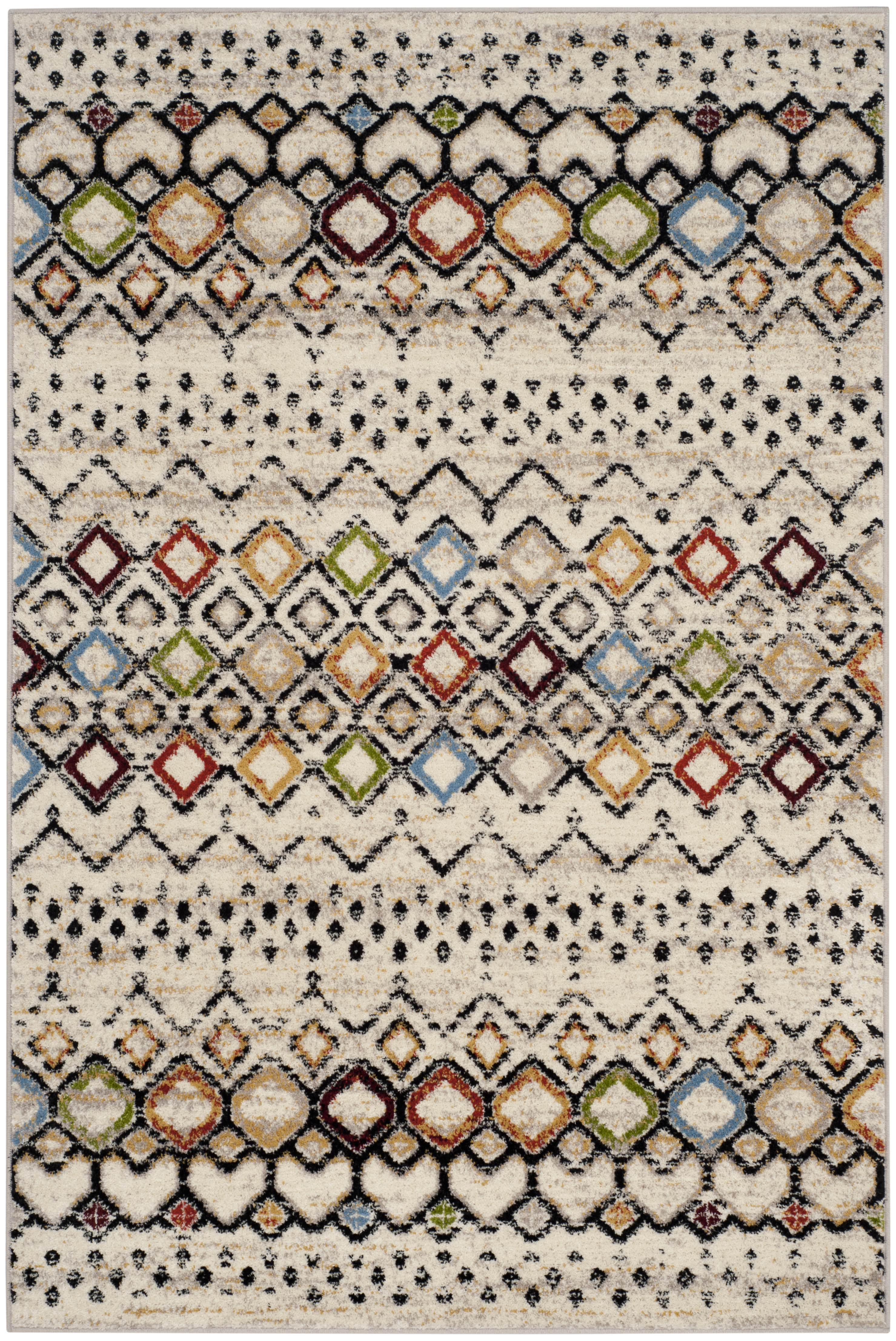 Tapis de salon contemporain ivoire et multicolore 160x230 Tapis de salon contemporain ivoire et multicolore 160x230