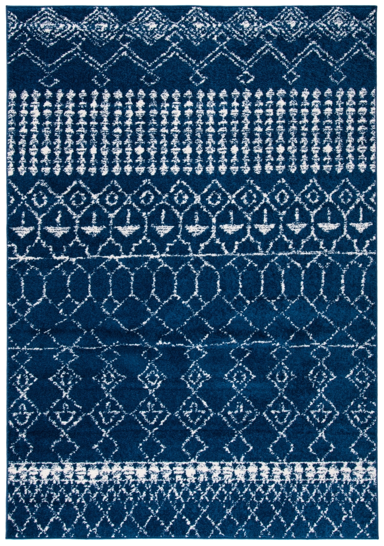 Tapis de salon interieur en bleu marine & ivoire, 91 x 152 cm Tapis de salon interieur en bleu marine & ivoire, 91 x 152 cm