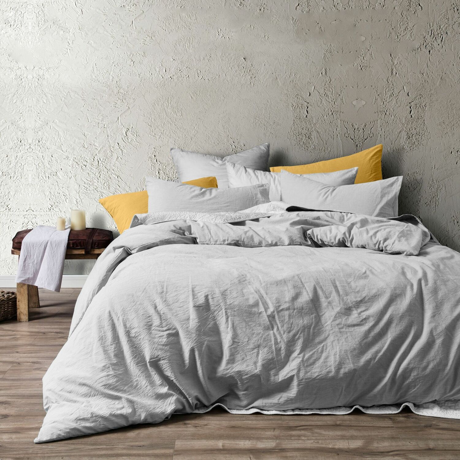 Parure de housse de couette bouton coton beige 220x240 cm (photo) Parure de housse de couette bouton coton beige 220x240 cm