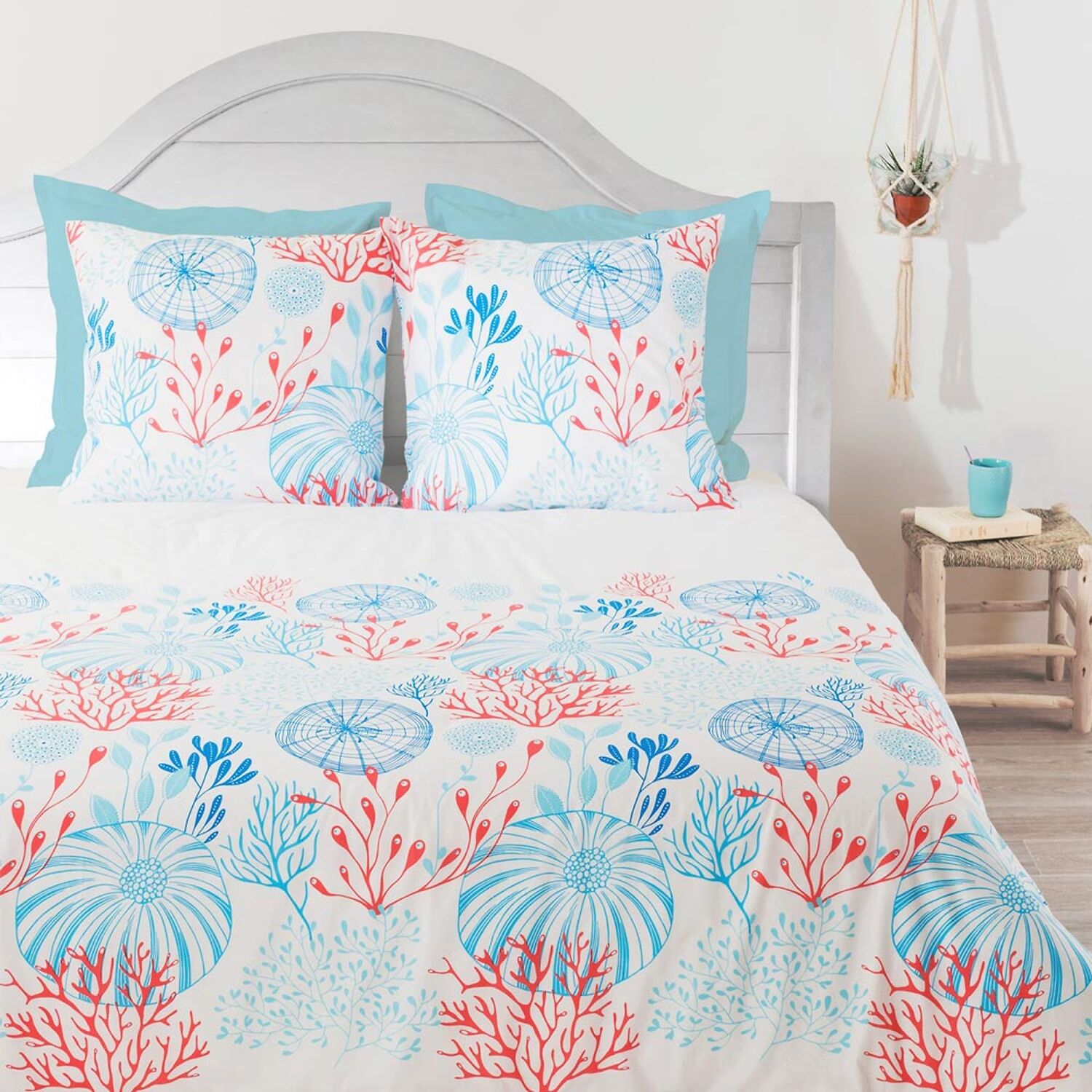 Parure de housse de couette coton rouge 220x240 cm