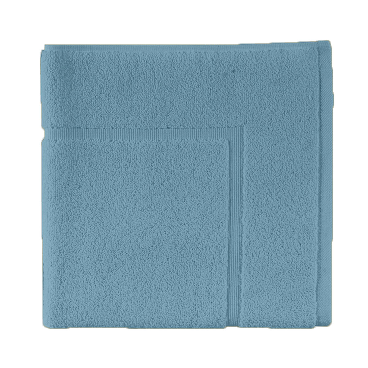 Tapis de bain uni en coton bleu Baltique 60x60