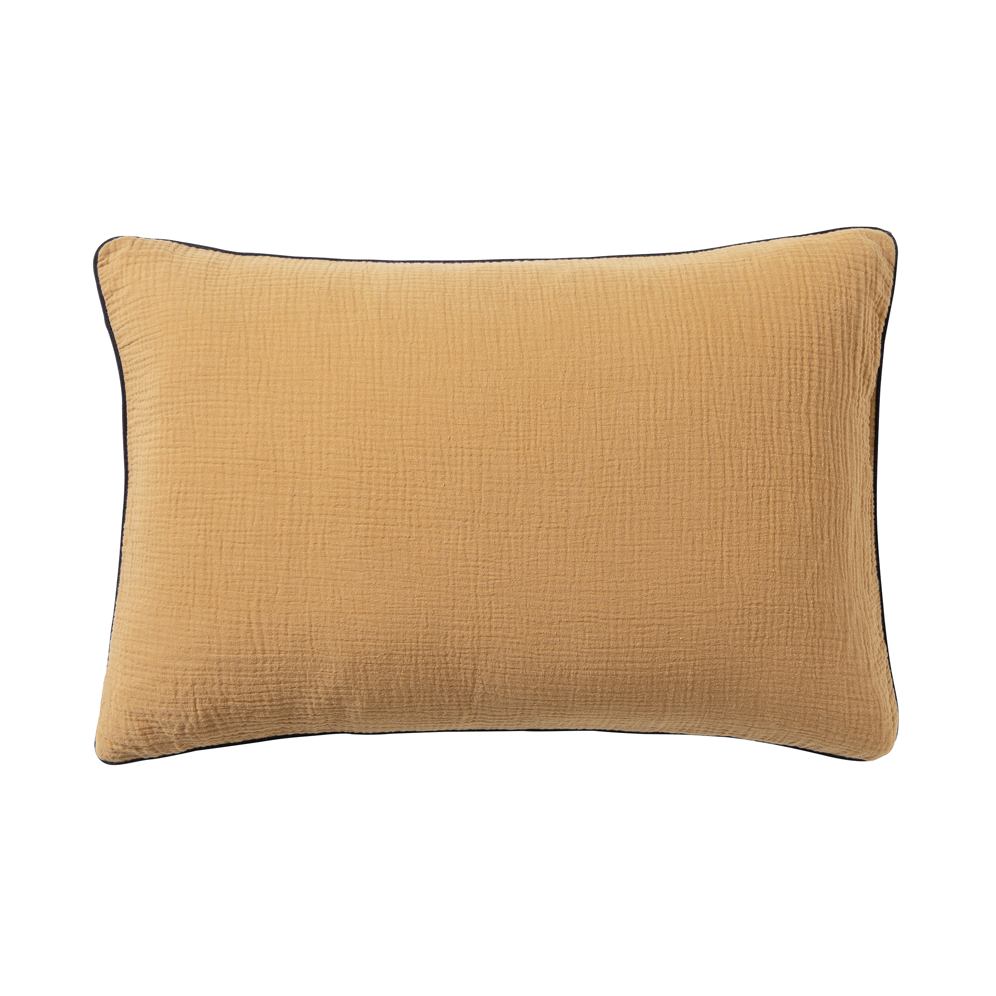 Housse de coussin en coton lavée jaune 40x60 Housse de coussin en coton lavée jaune 40x60