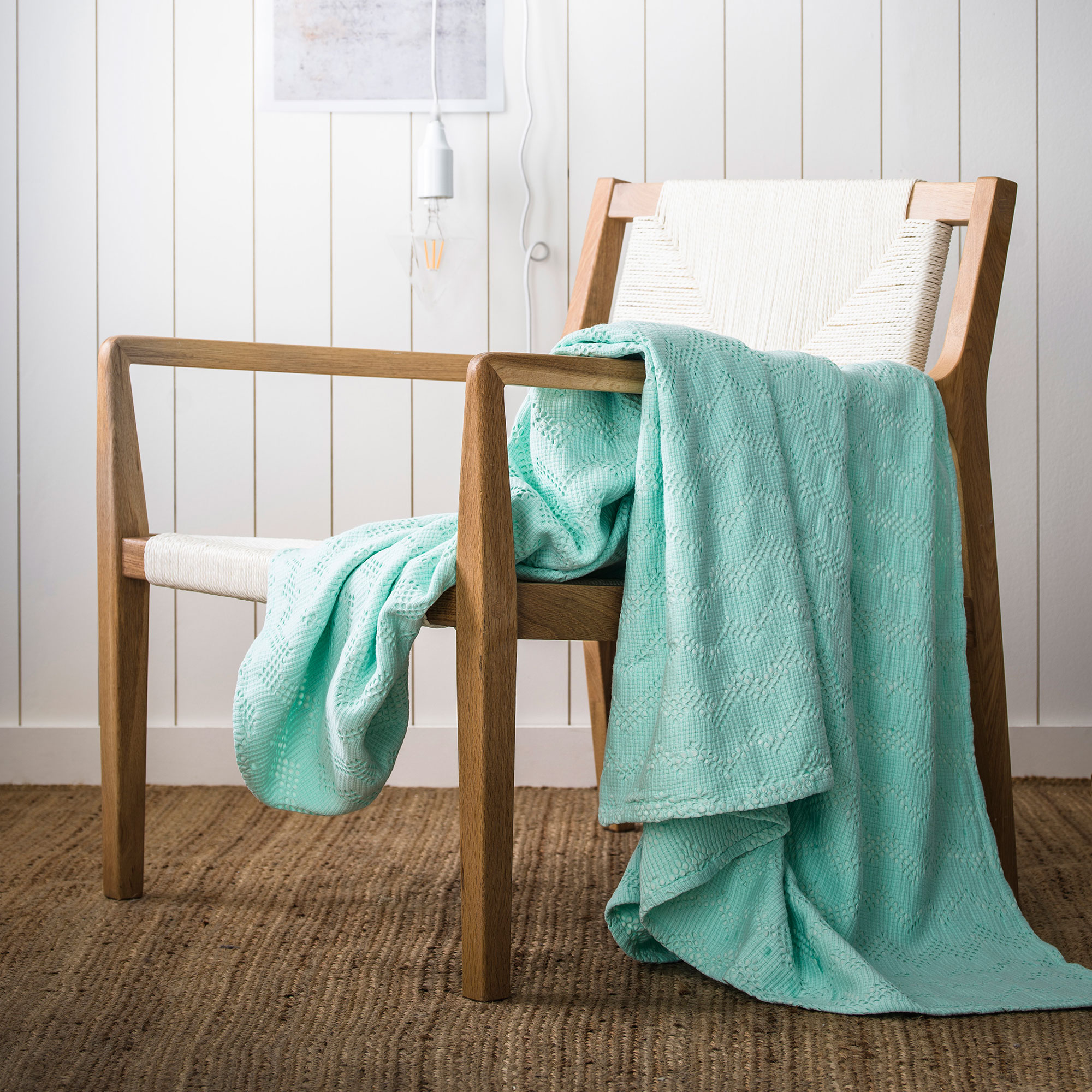 Couvre-lit en coton lavé Vert Menthe 240x260 Couvre-lit en coton lavé Vert Menthe 240x260