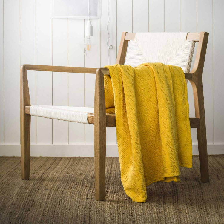 Couvre-lit en coton lavé Jaune Miel 240x260 Couvre-lit en coton lavé Jaune Miel 240x260