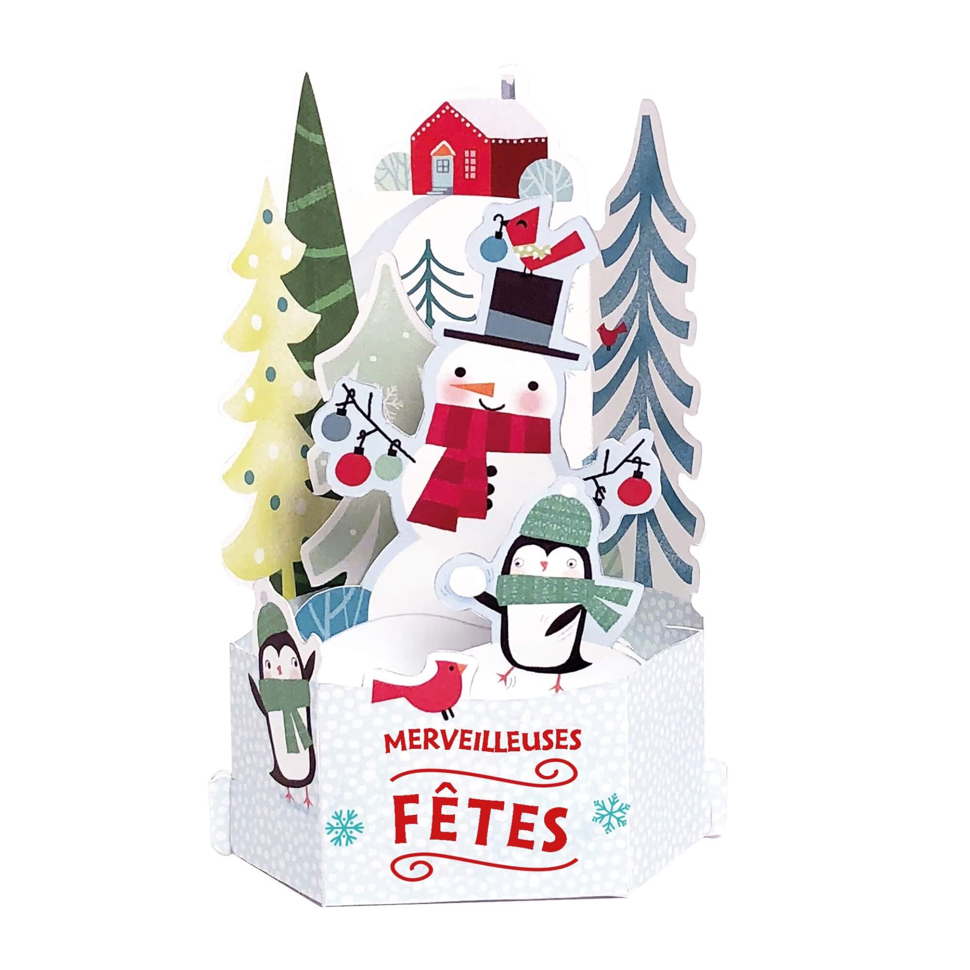 Carte de voeux noël pop-up 3d bonhomme de neige Carte de voeux noël pop-up 3d bonhomme de neige