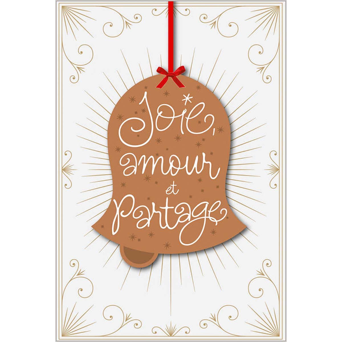Carte de voeux joie, amour cloche en bois (photo) Carte de voeux joie, amour cloche en bois