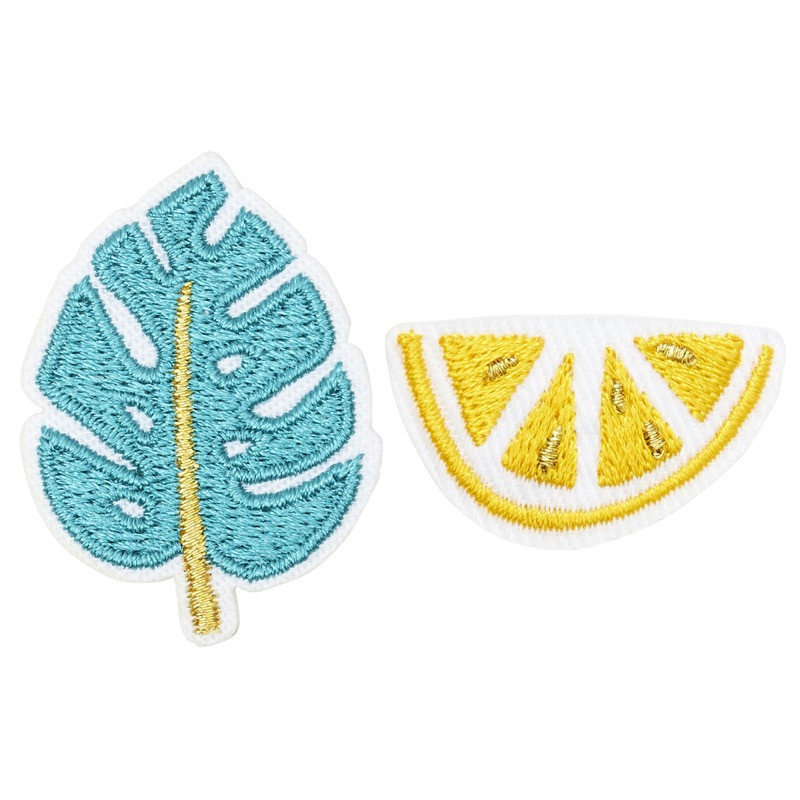 Broche brodée monstera & citron Broche brodée monstera & citron