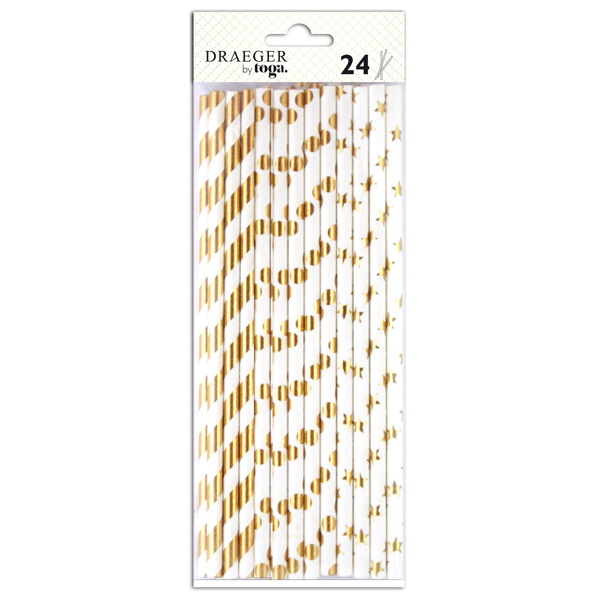 Paille en papier blanc et or Noël (photo) Paille en papier blanc et or Noël
