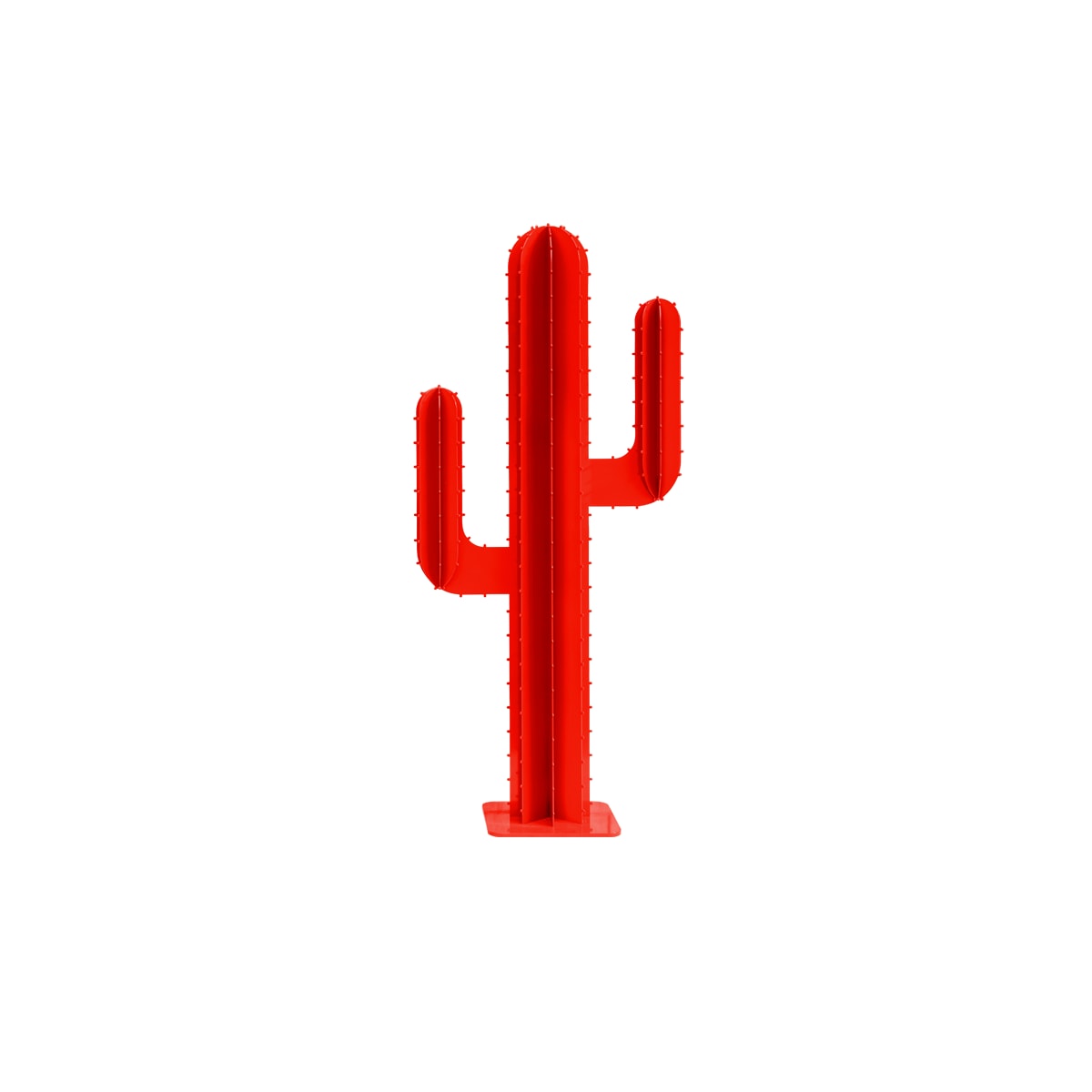 Mini cactus de jardin 2 branches en aluminium rouge H30cm