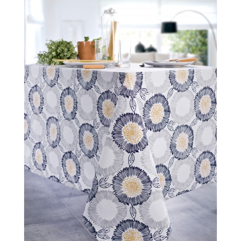 Nappe en coton enduit acrylique navy 160x200 cm (photo) Nappe en coton enduit acrylique navy 160x200 cm