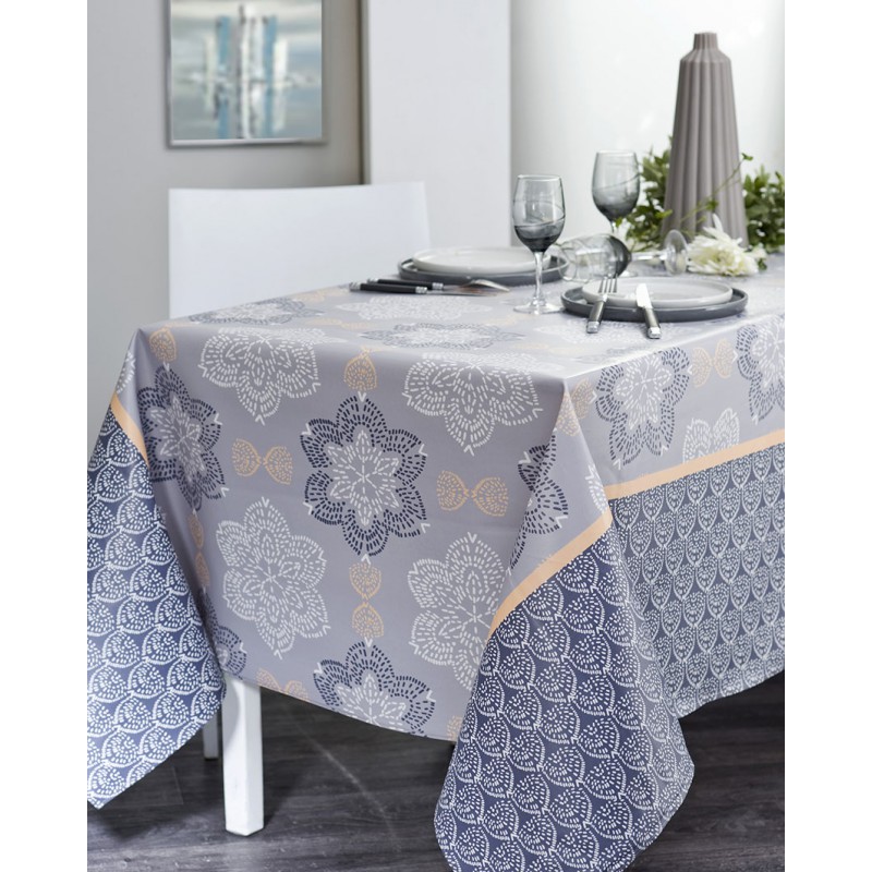 Nappe en coton enduit acrylique indigo 160x200 cm (photo) Nappe en coton enduit acrylique indigo 160x200 cm