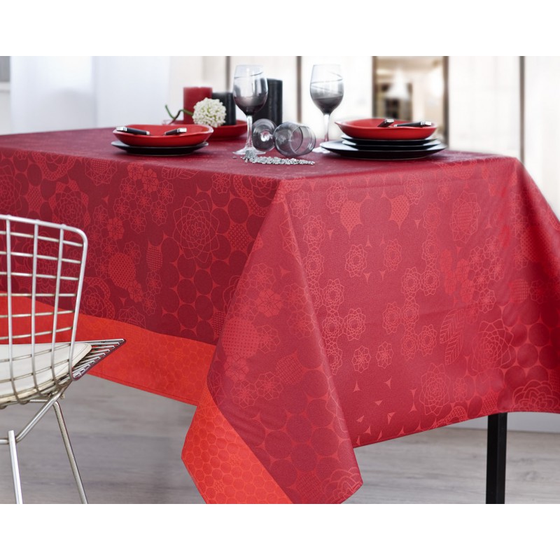 Nappe jacquard enduit acrylique bordeaux 170x300 cm Nappe jacquard enduit acrylique bordeaux 170x300 cm