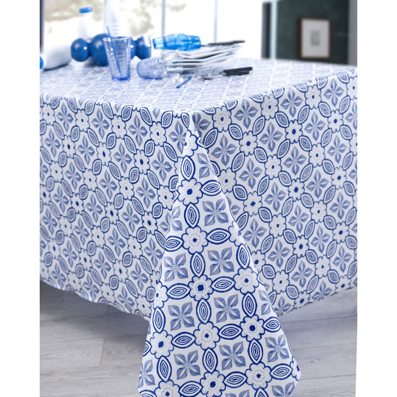 Nappe en coton enduit acrylique bleu 160x350 cm Nappe en coton enduit acrylique bleu 160x350 cm