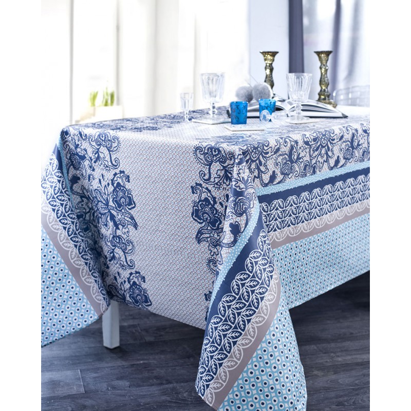 Nappe en coton enduit acrylique navy 160 cm (photo) Nappe en coton enduit acrylique navy 160 cm