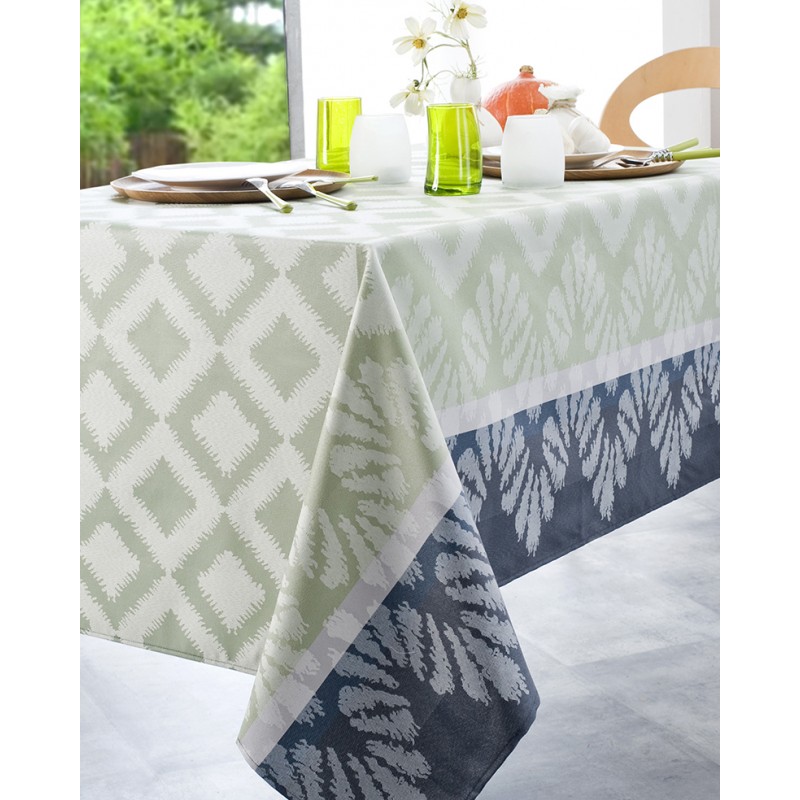 Nappe jacquard enduit acrylique celadon 160x200 cm Nappe jacquard enduit acrylique celadon 160x200 cm