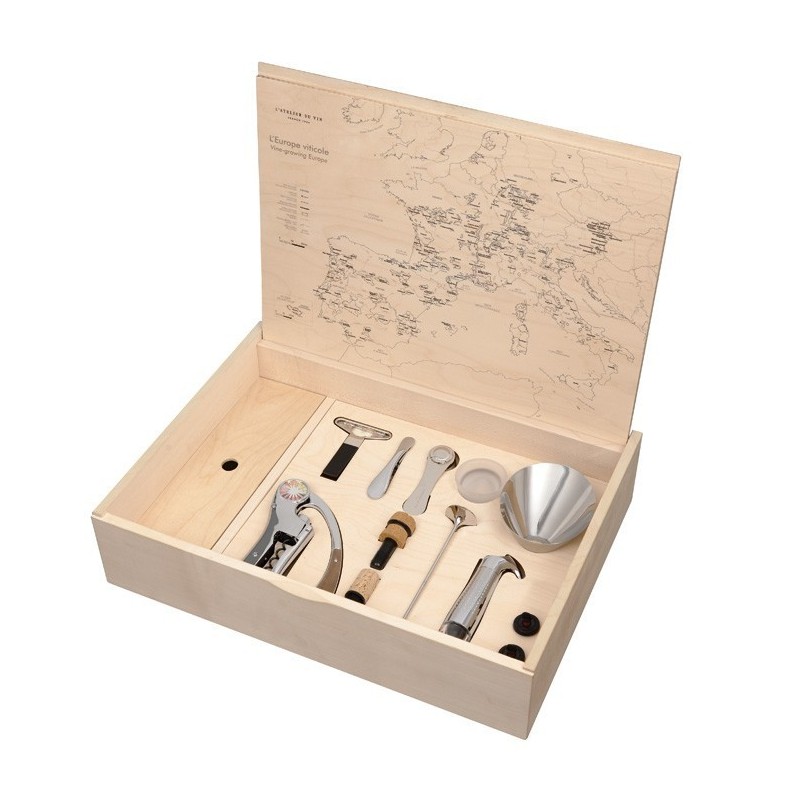 Coffret Sommelier écrin noyer massif beige Coffret Sommelier écrin noyer massif beige