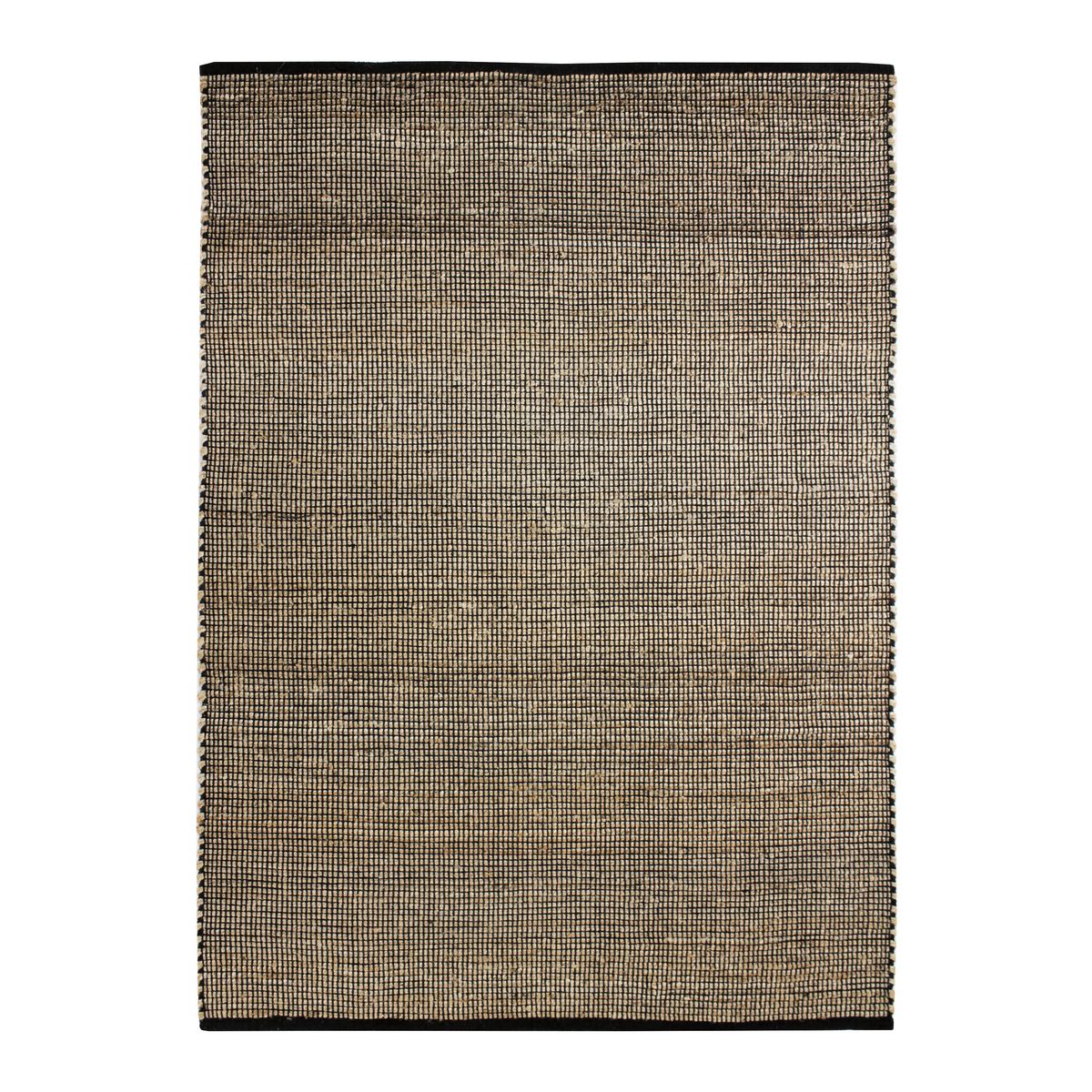 Tapis tissé en jute et coton noir et naturel 190x290 Tapis tissé en jute et coton noir et naturel 190x290
