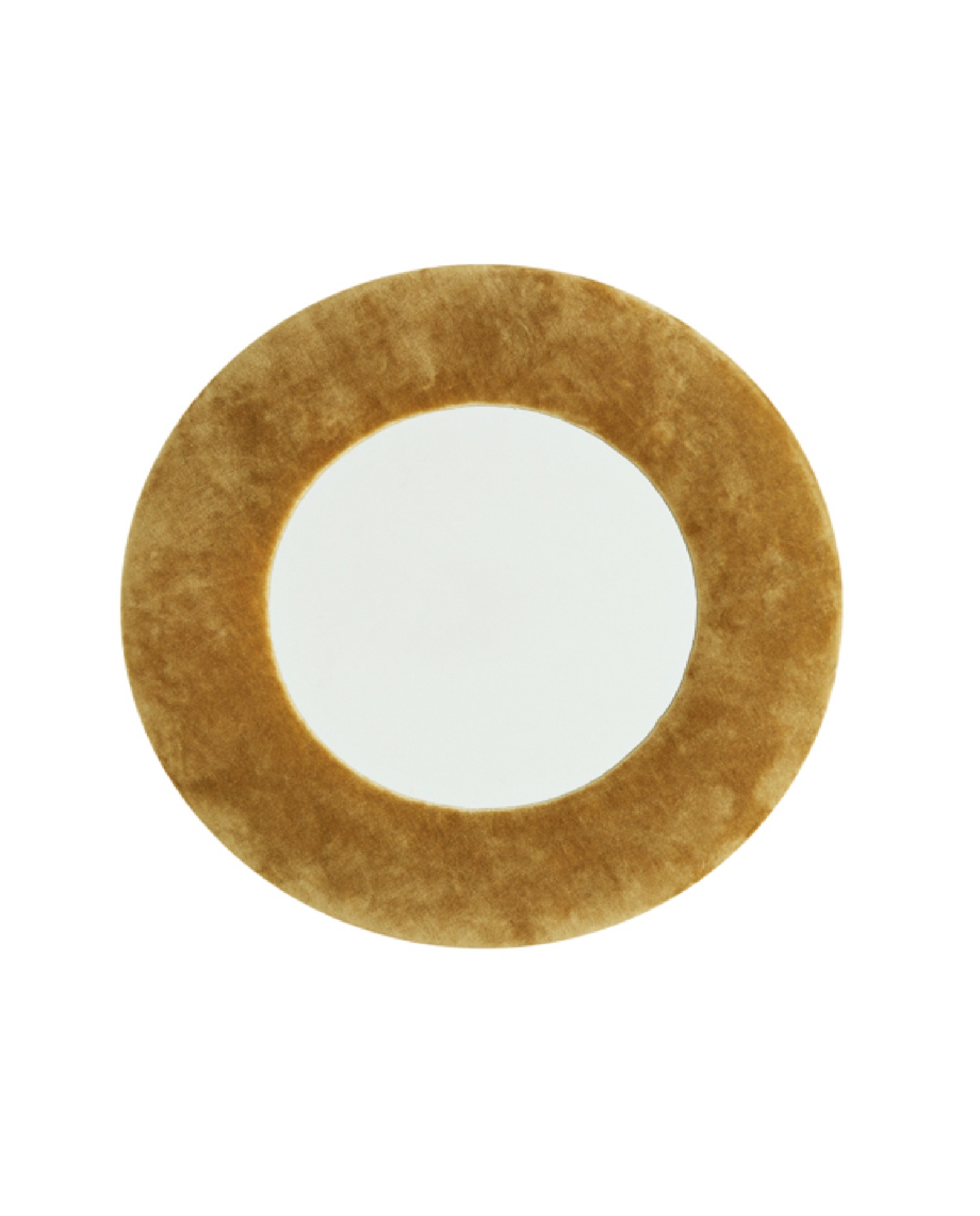 Miroir décoratif en métal et velours jaune D40cm Miroir décoratif en métal et velours jaune D40cm