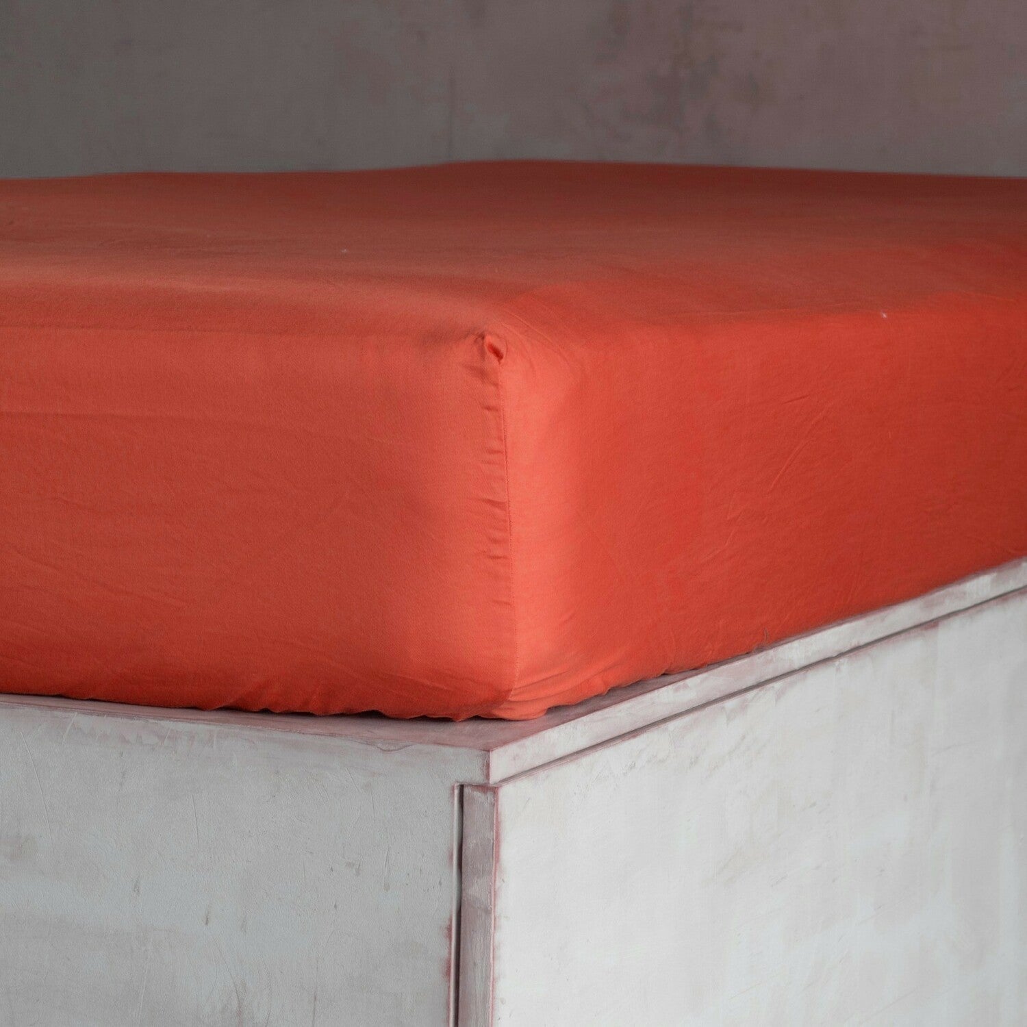 Drap housse en satin de coton 180x200x40 Terracotta Drap housse en satin de coton 180x200x40 Terracotta