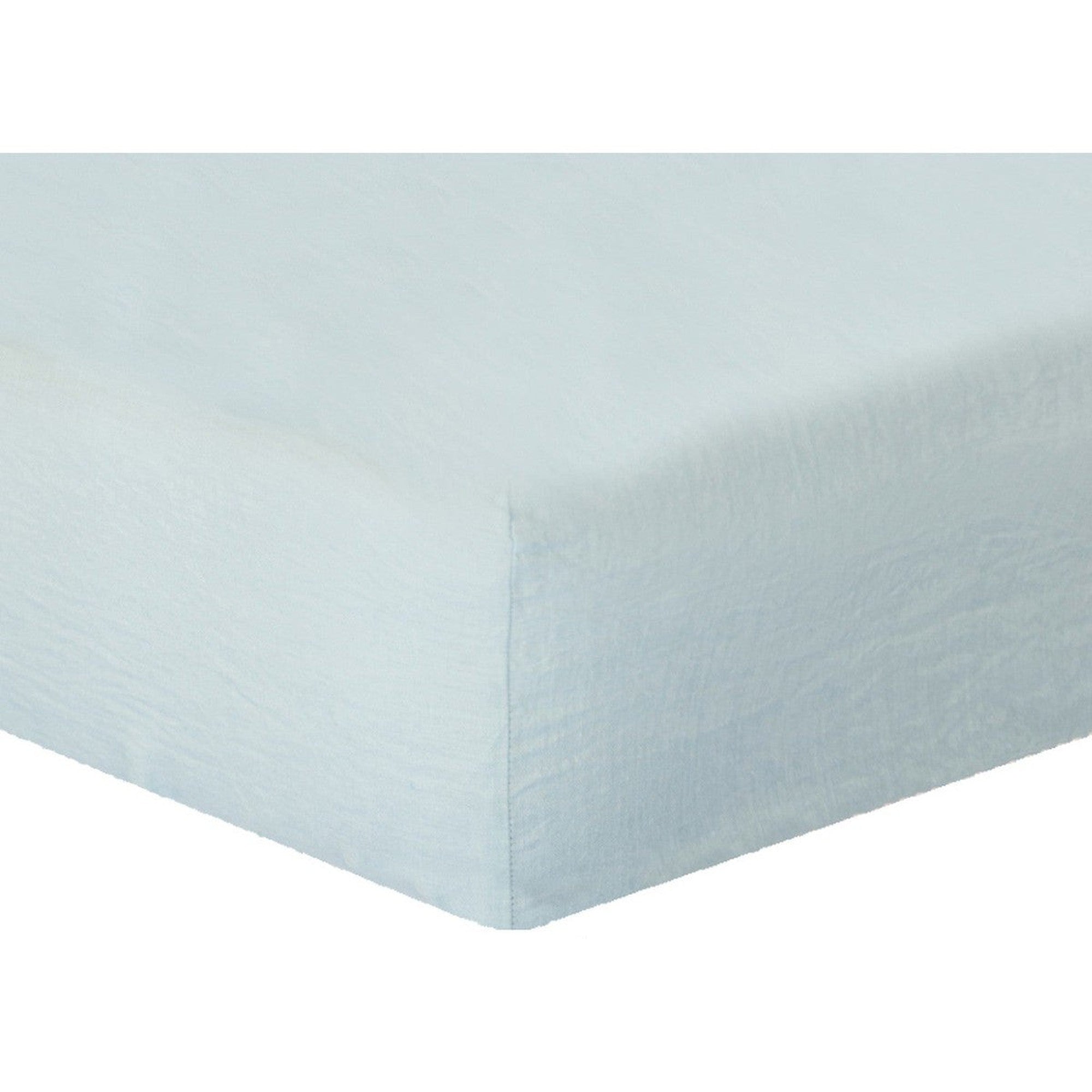 Drap housse en lin lavé 160x200x30 Bleu aqua (photo) Drap housse en lin lavé 160x200x30 Bleu aqua