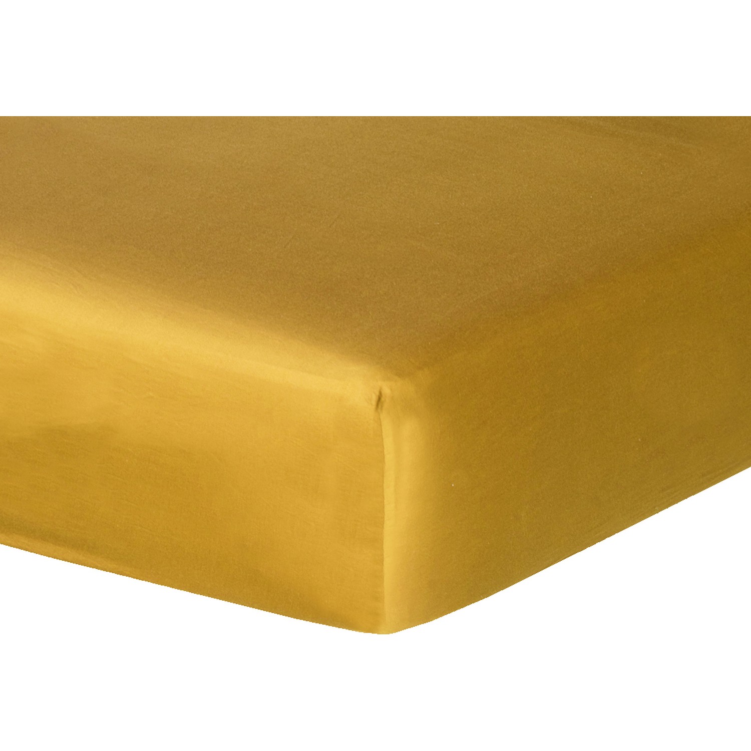 Drap housse en satin de coton 180x200x40 Jaune curry Drap housse en satin de coton 180x200x40 Jaune curry