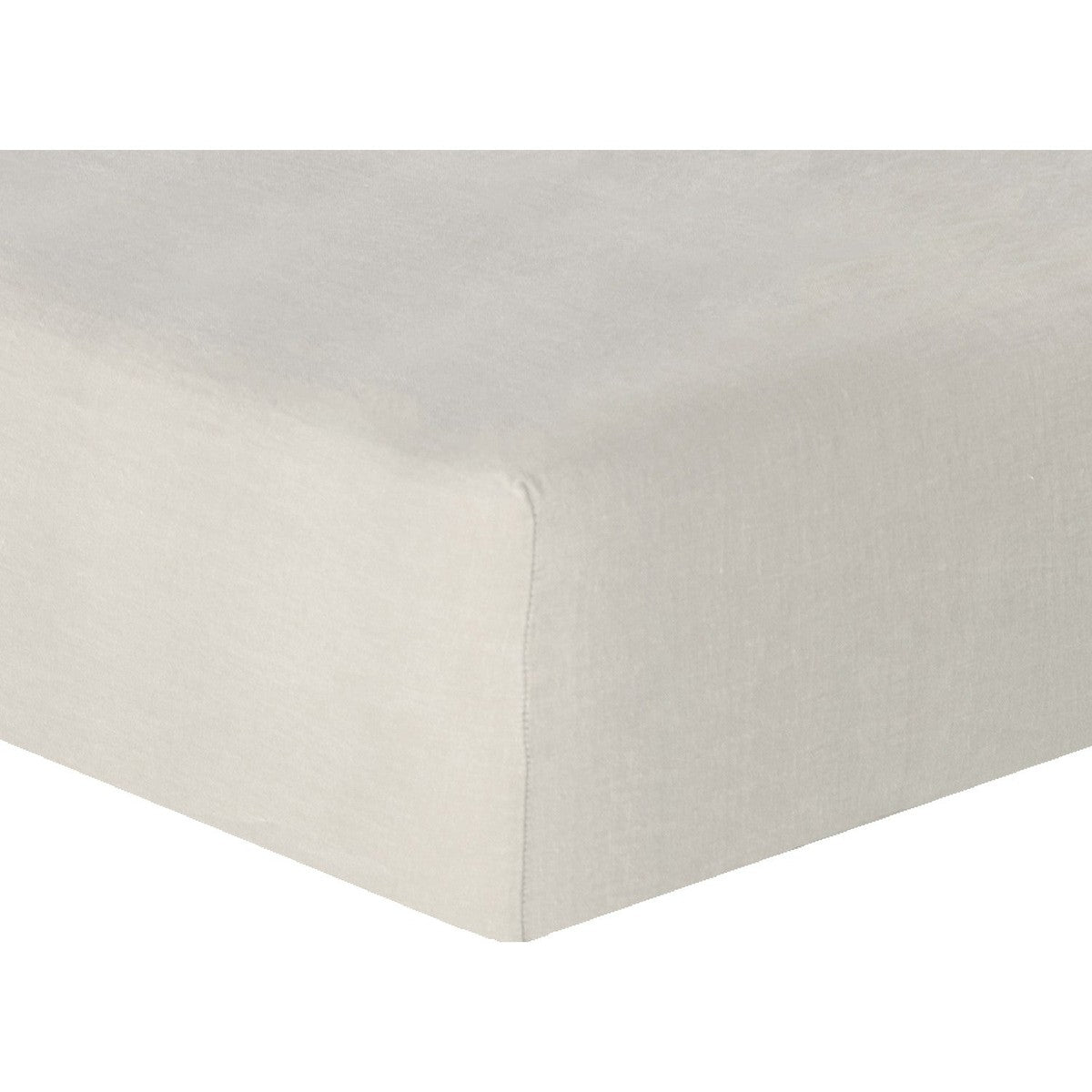Drap housse en lin lavé 180x200x40 Craie (photo) Drap housse en lin lavé 180x200x40 Craie