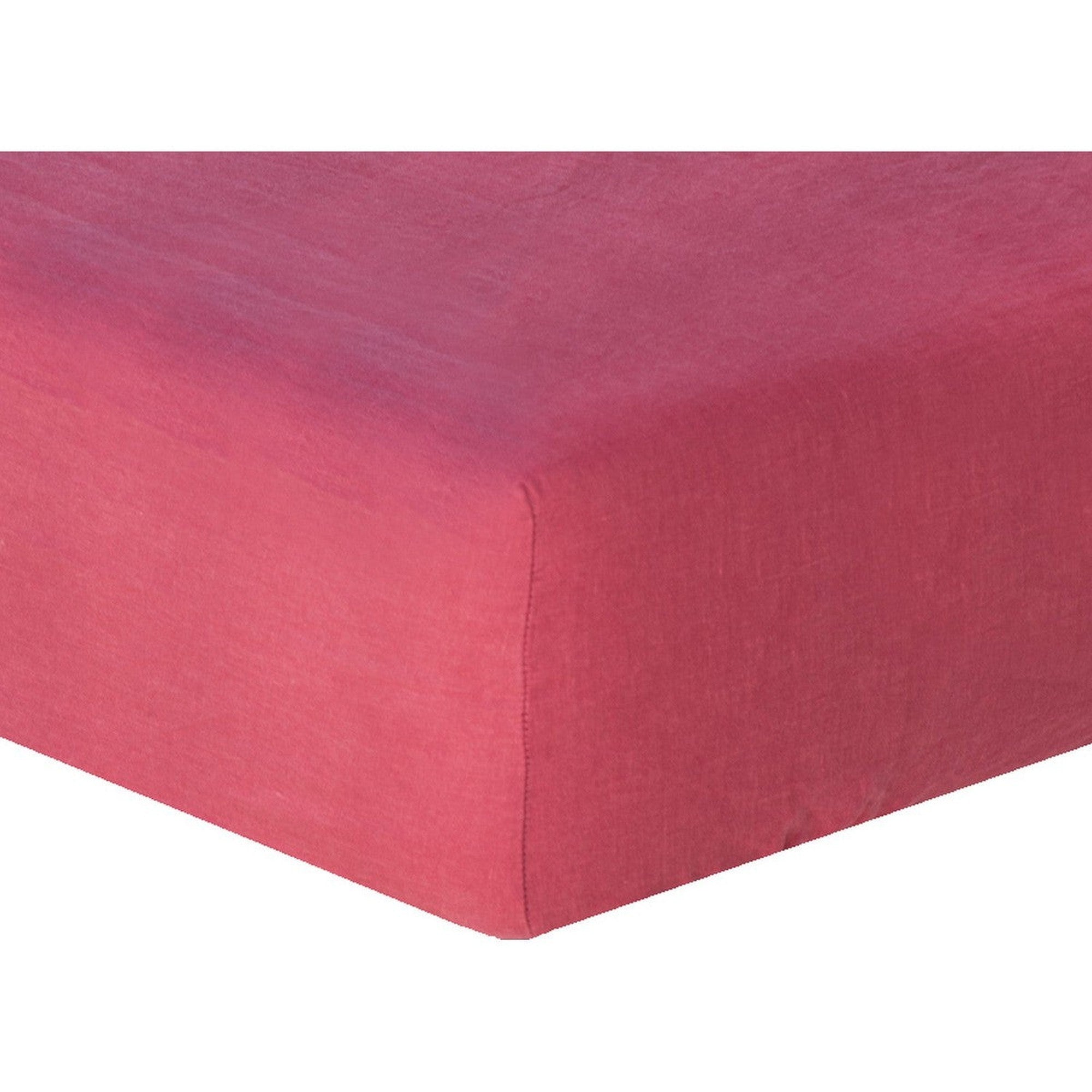 Drap housse en lin lavé 140x190x30 Rose framboise Drap housse en lin lavé 140x190x30 Rose framboise
