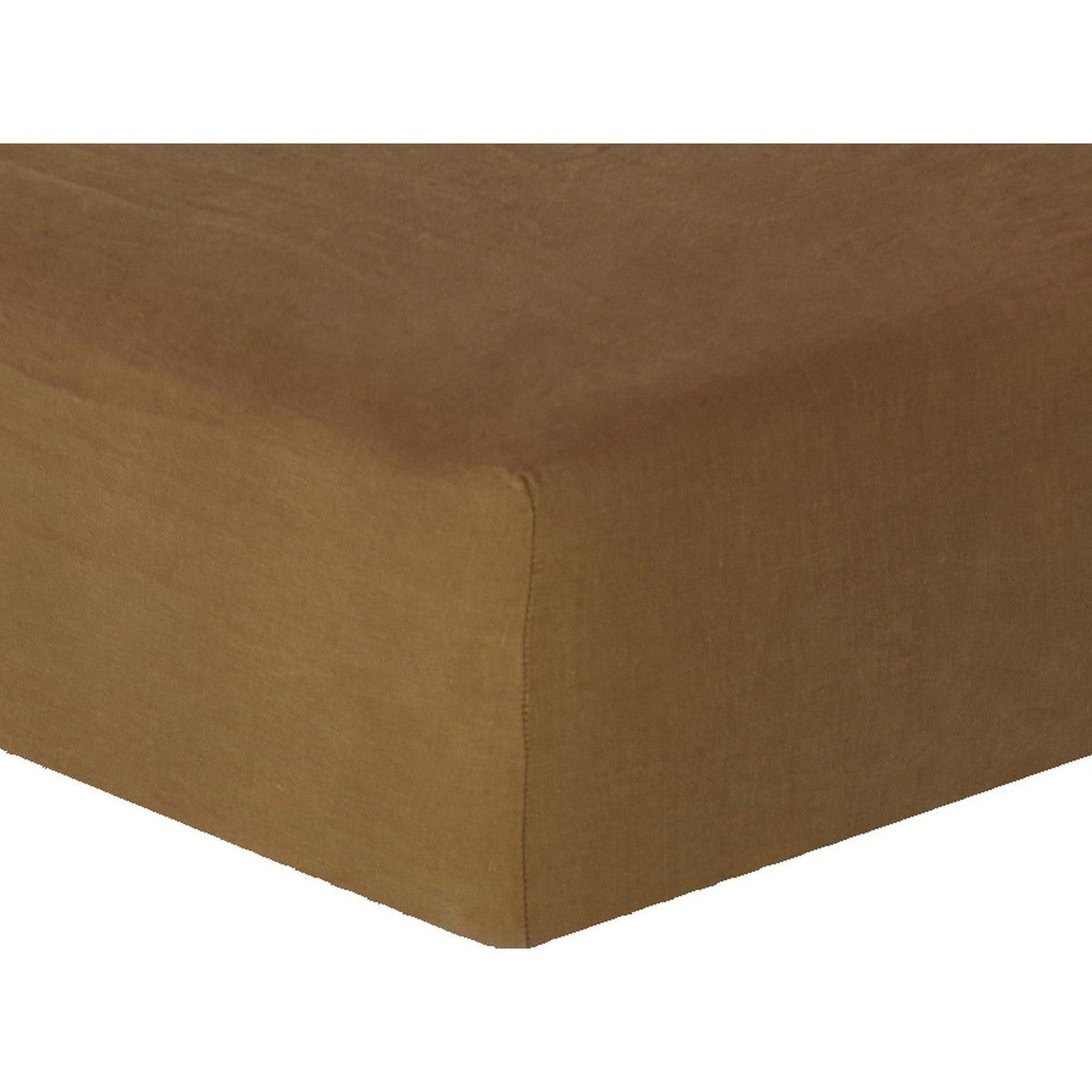 Drap housse en lin lavé 180x200x40 Bronze (photo) Drap housse en lin lavé 180x200x40 Bronze