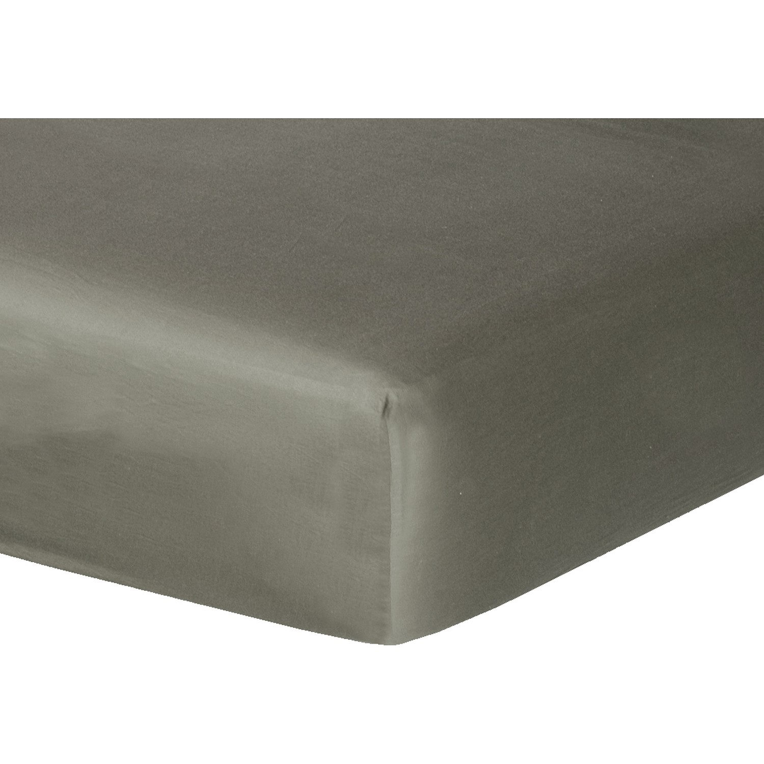 Drap housse en satin de coton 140x190x30 Vert kaki Drap housse en satin de coton 140x190x30 Vert kaki
