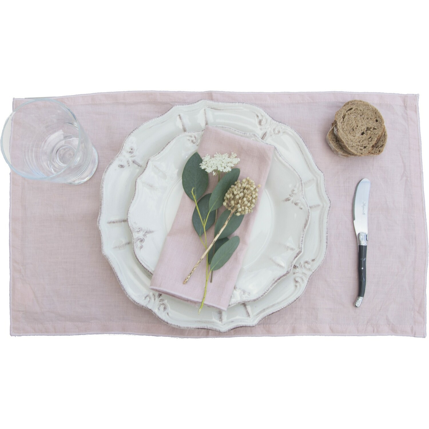 2x Sets de table en lin lavé 30x50 Vieux rose (photo) 2x Sets de table en lin lavé 30x50 Vieux rose