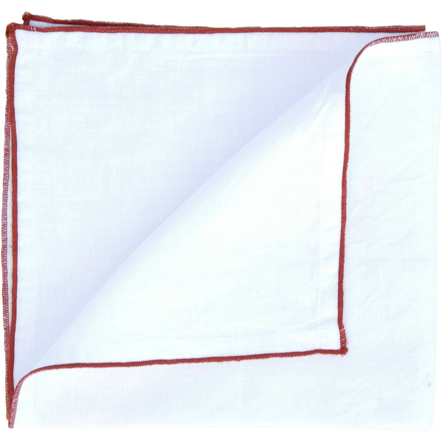 2x Serviettes en lin lavé 45x45 Blanc et terracotta (photo) 2x Serviettes en lin lavé 45x45 Blanc et terracotta