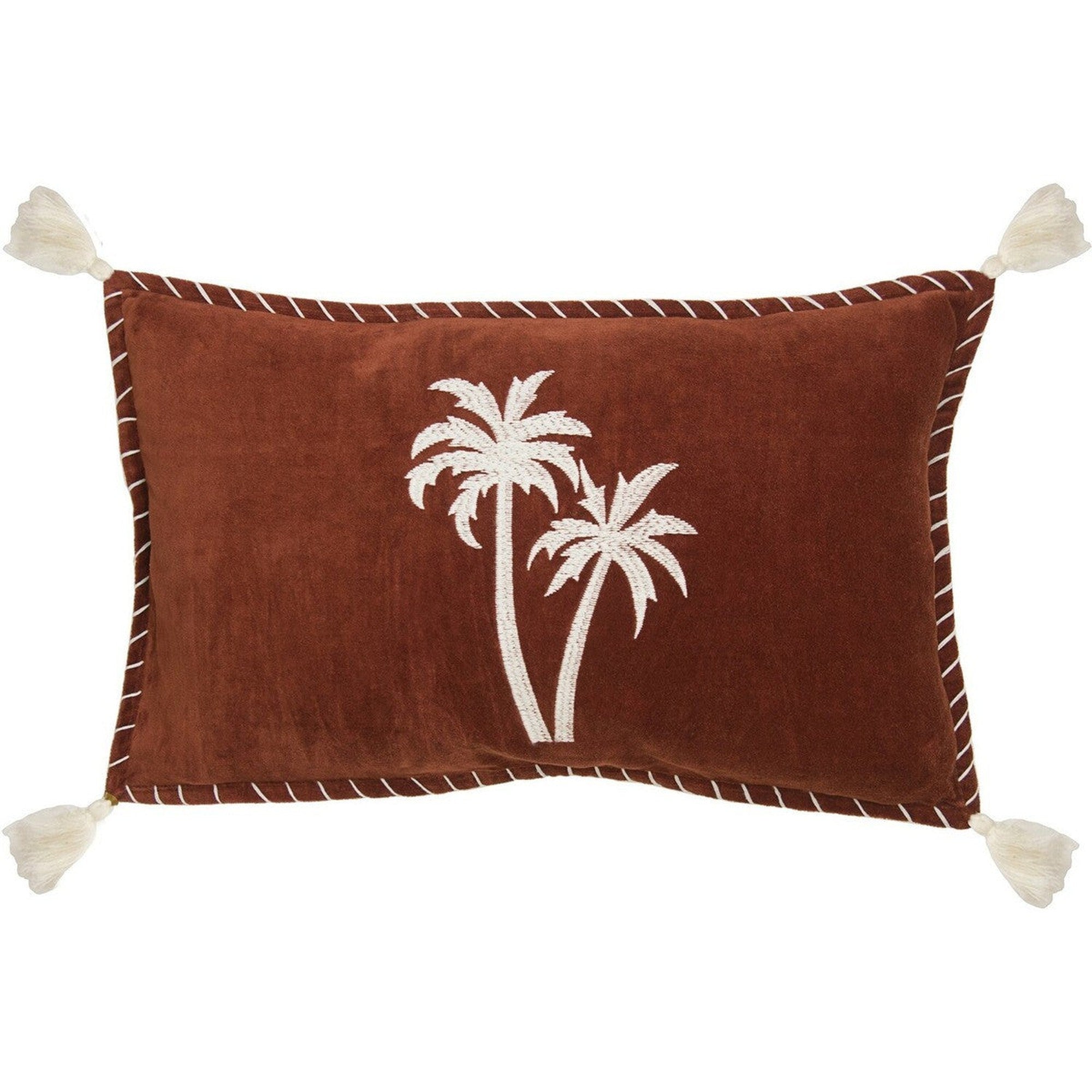 Housse de coussin en velour brodé 50x30 Rouge brique Housse de coussin en velour brodé 50x30 Rouge brique