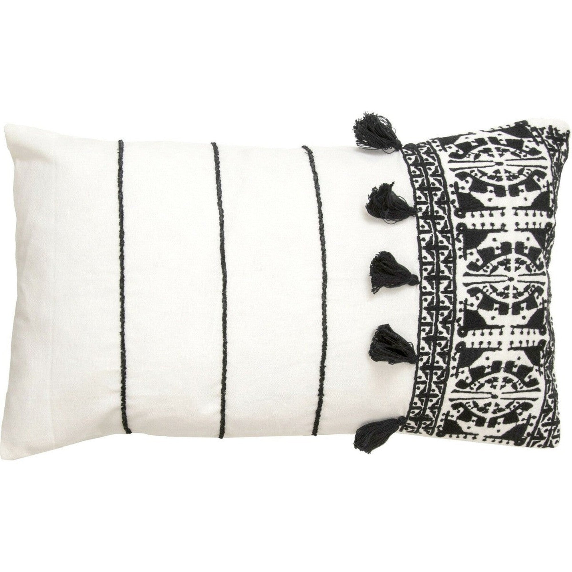 Housse de coussin en coton 50x30 Noir Housse de coussin en coton 50x30 Noir
