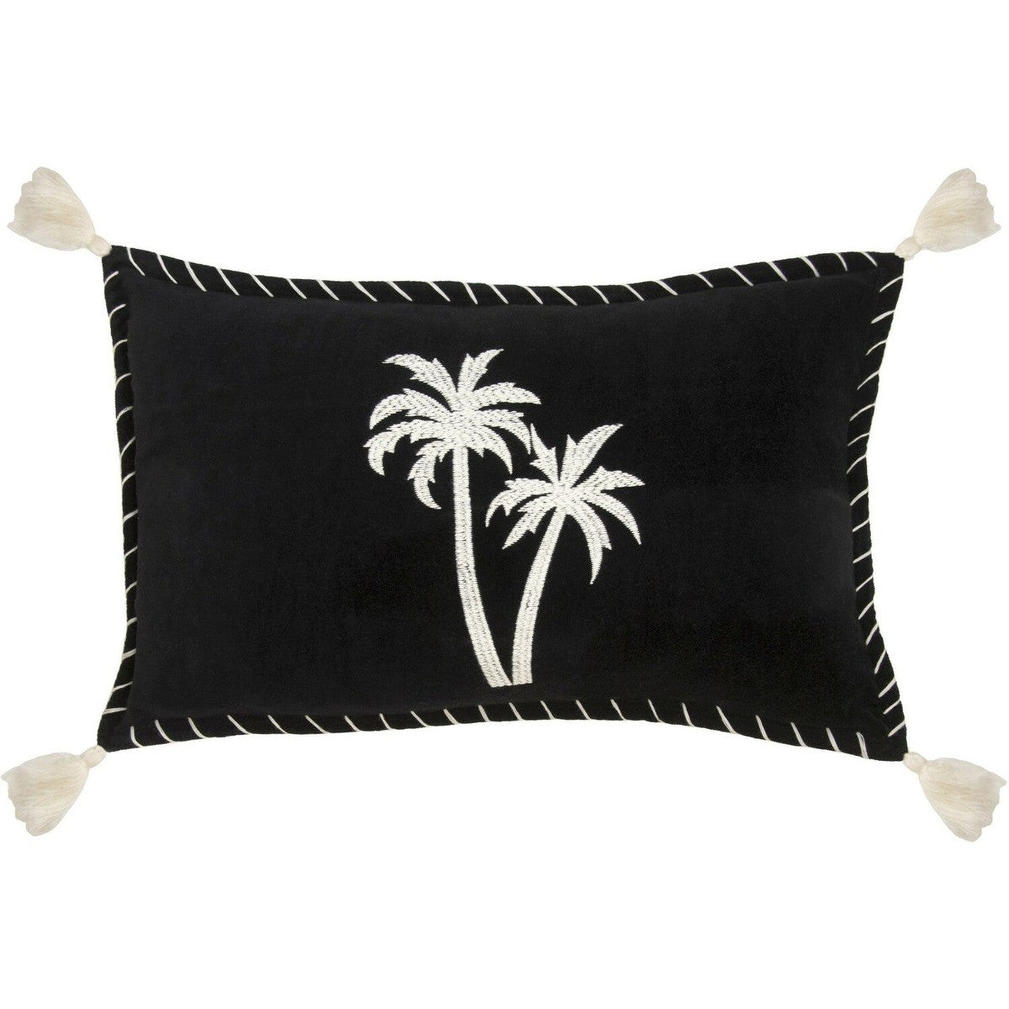 Housse de coussin en velour brodé 50x30 Noir Housse de coussin en velour brodé 50x30 Noir