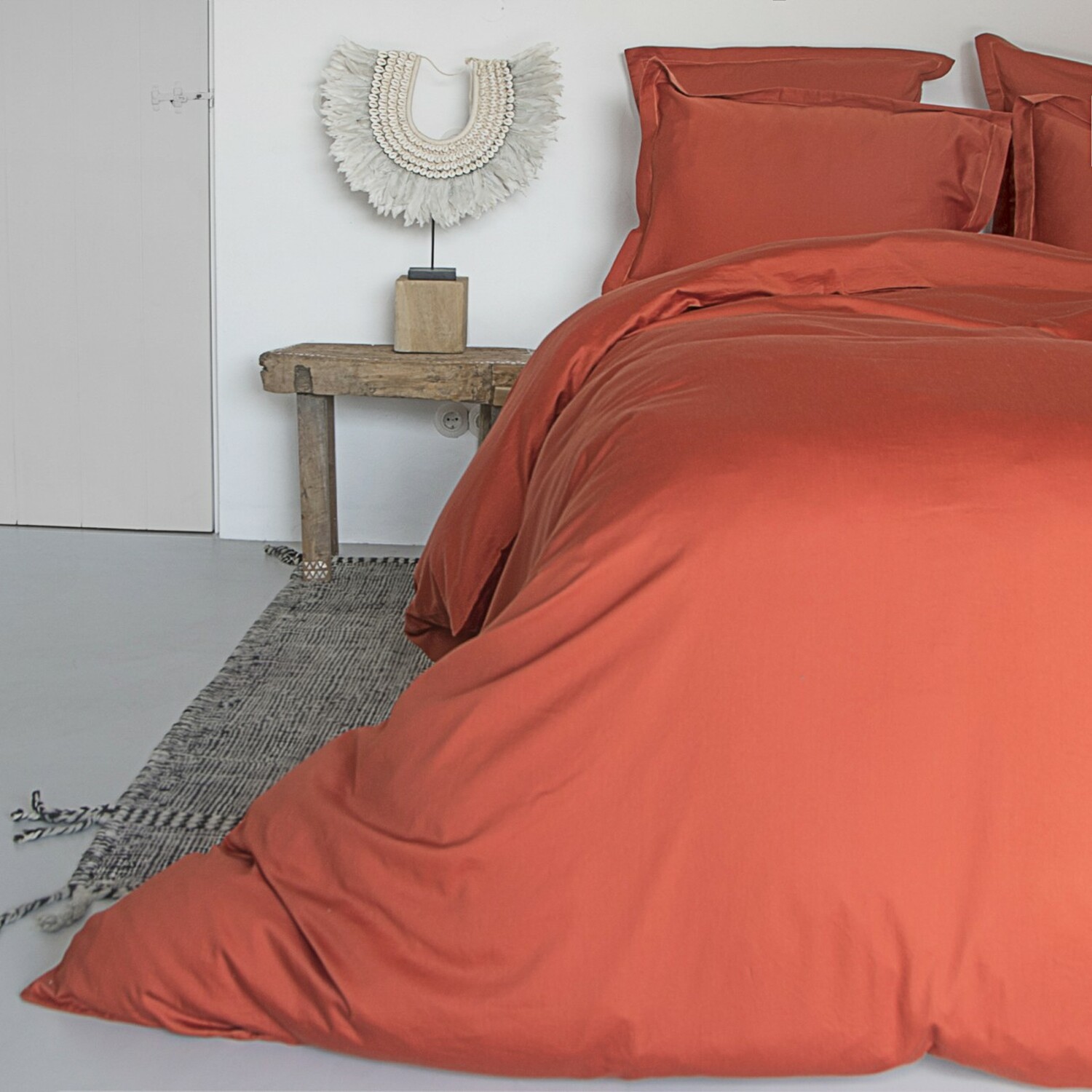 Housse de couette en satin de coton 200x200 Terracotta (photo) Housse de couette en satin de coton 200x200 Terracotta