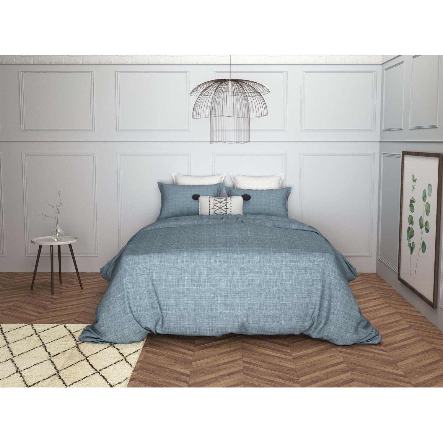 Housse de Couette en lin chambray 240x220 Vert canard Housse de Couette en lin chambray 240x220 Vert canard